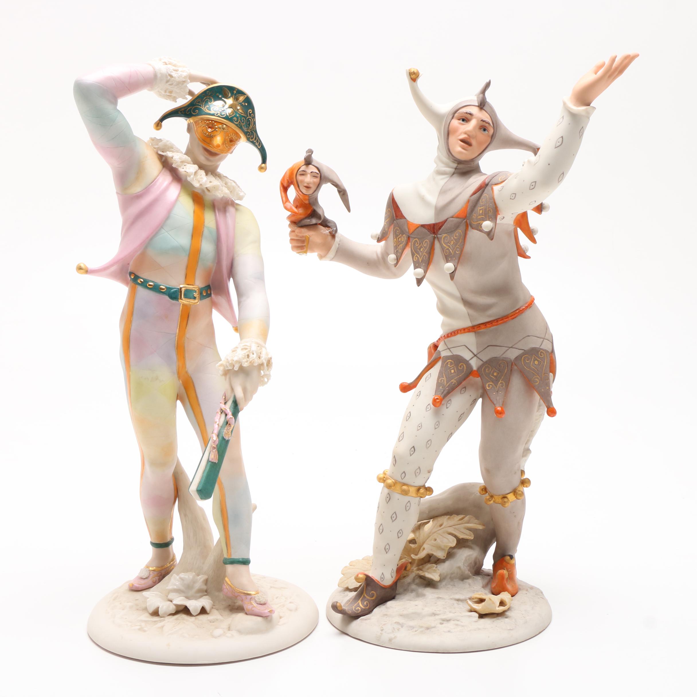 Vintage Cybis Porcelain "Court Jester" and "Harlequin"