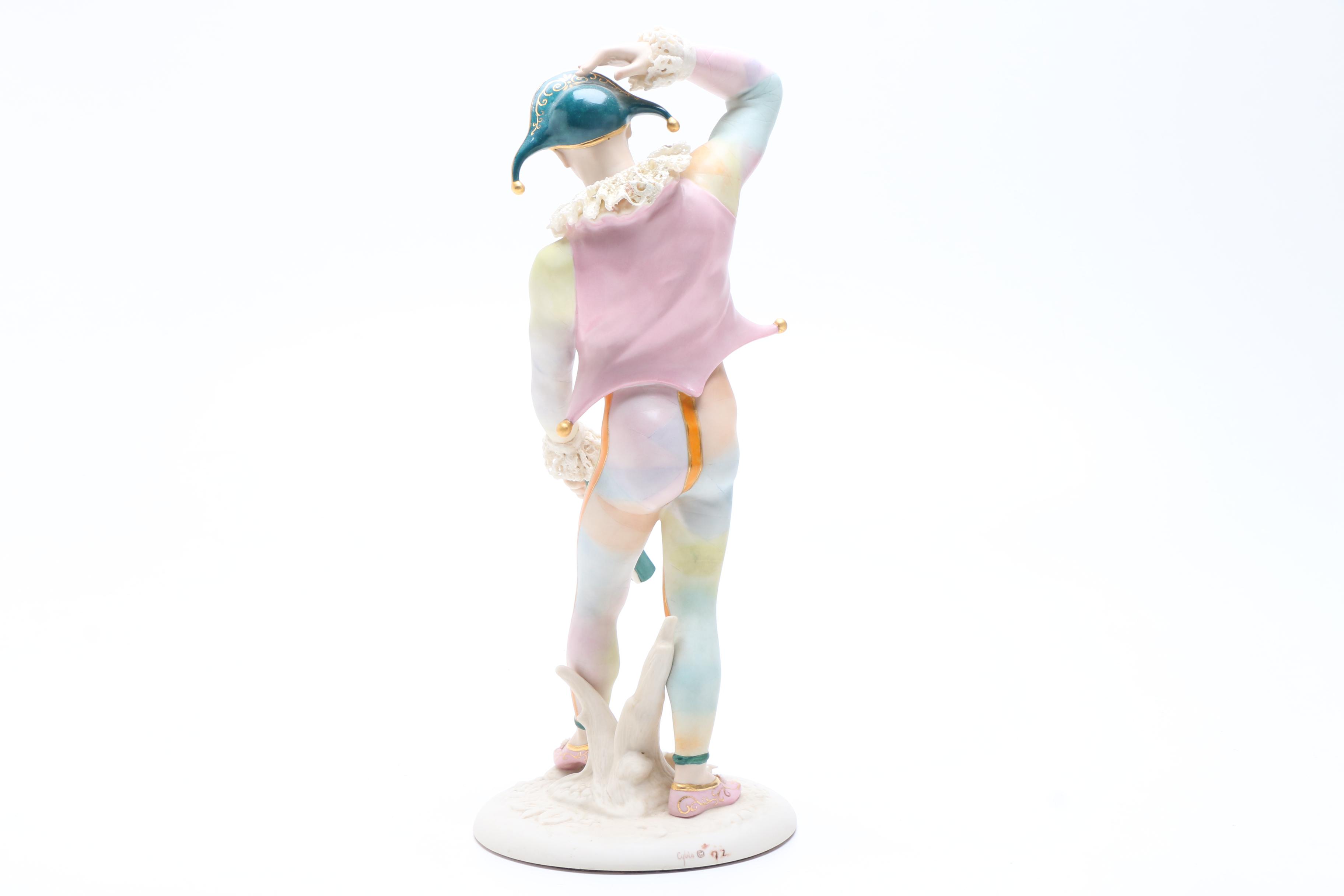 Vintage Cybis Porcelain "Court Jester" and "Harlequin"