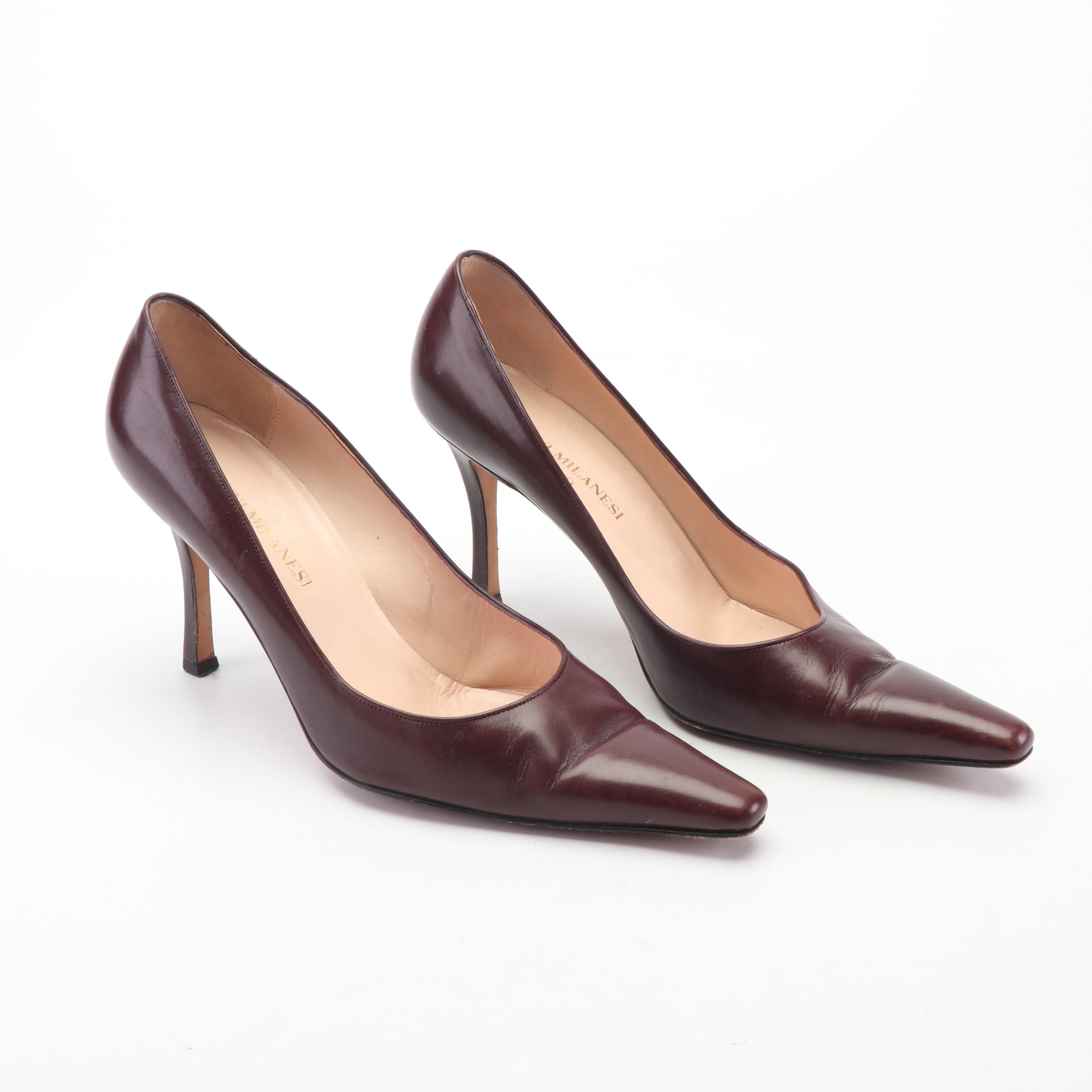 Gianni Milanesi Burgundy Leather Pumps, Made in Italy