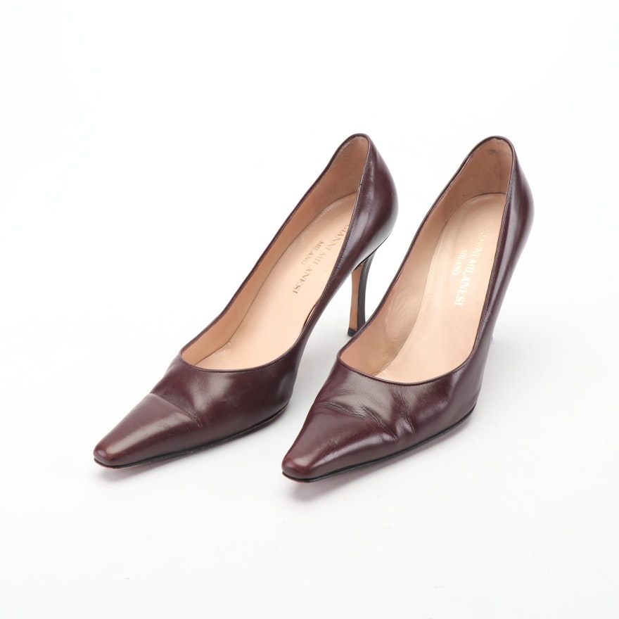 Gianni Milanesi Burgundy Leather Pumps, Made in Italy
