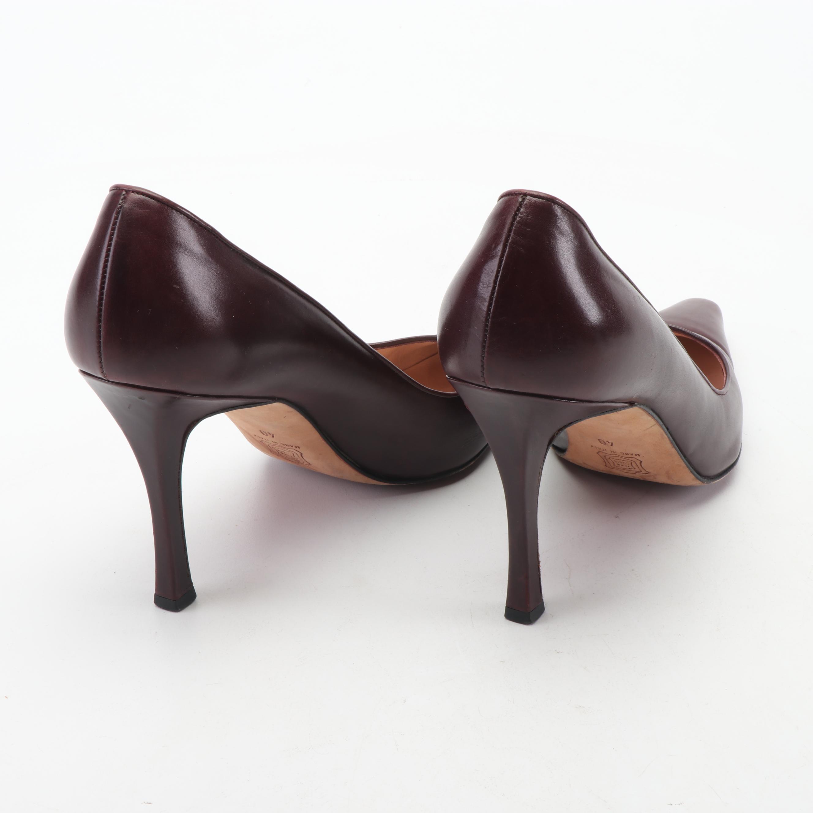 Gianni Milanesi Burgundy Leather Pumps, Made in Italy