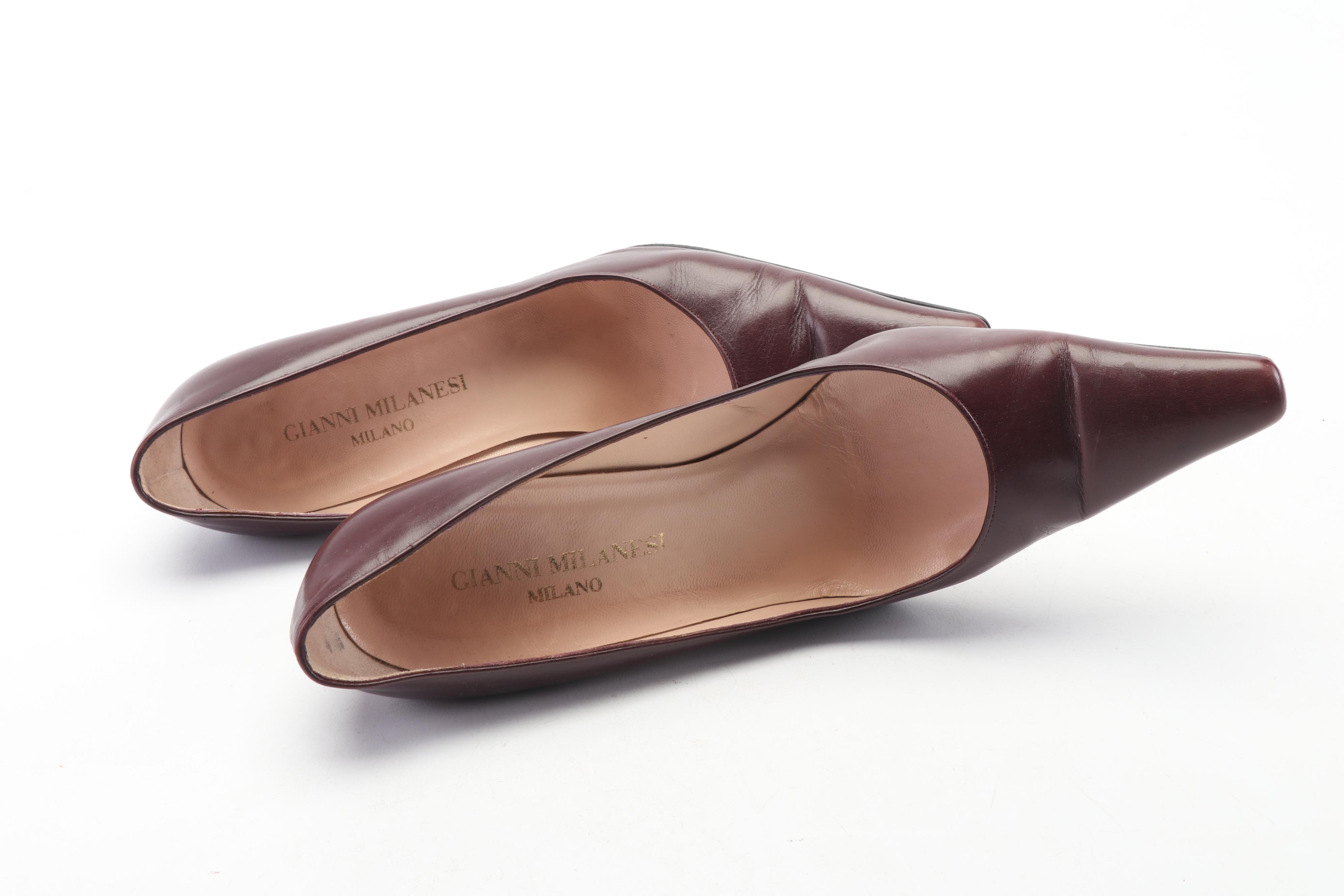 Gianni Milanesi Burgundy Leather Pumps, Made in Italy