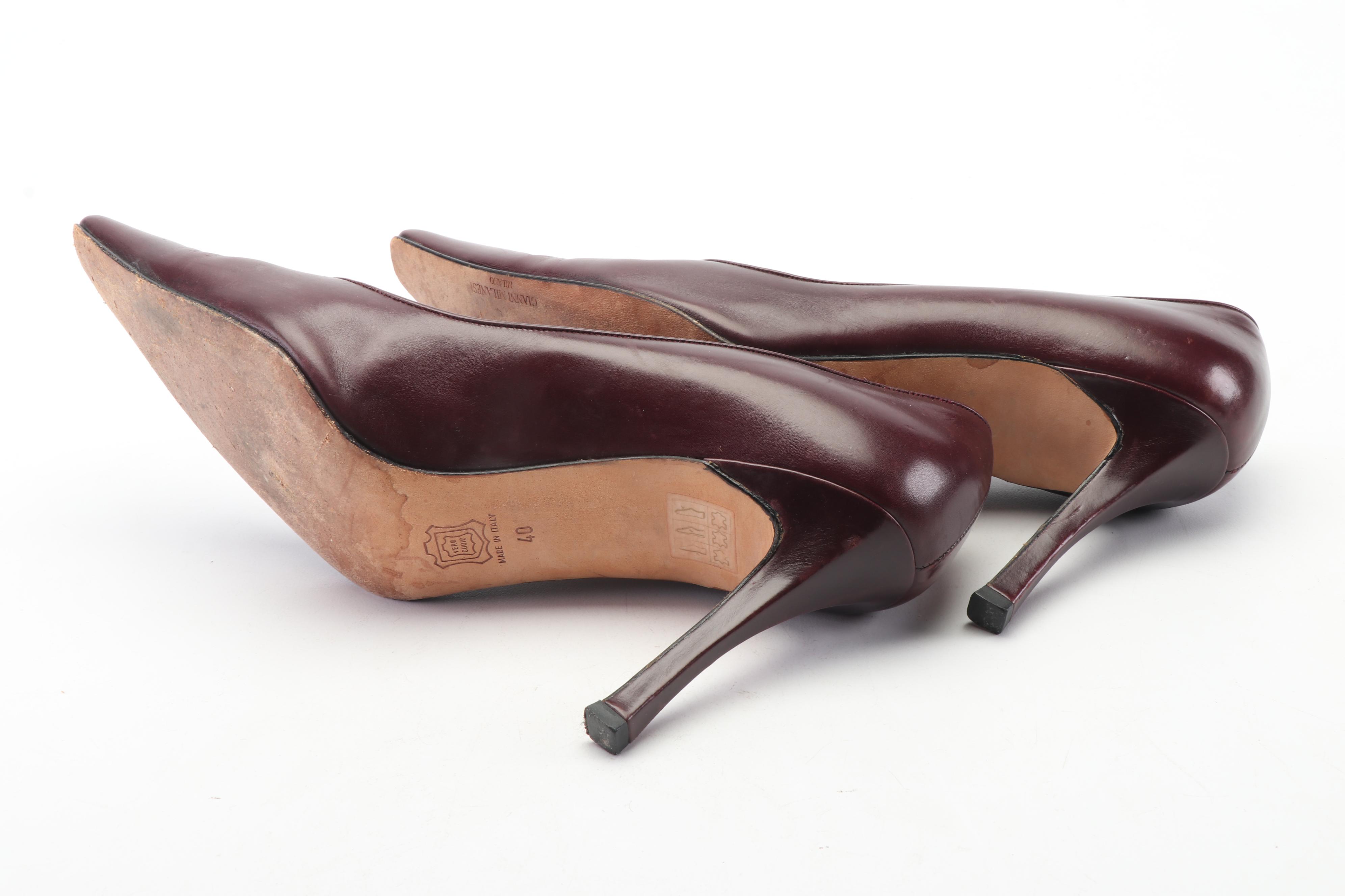 Gianni Milanesi Burgundy Leather Pumps, Made in Italy