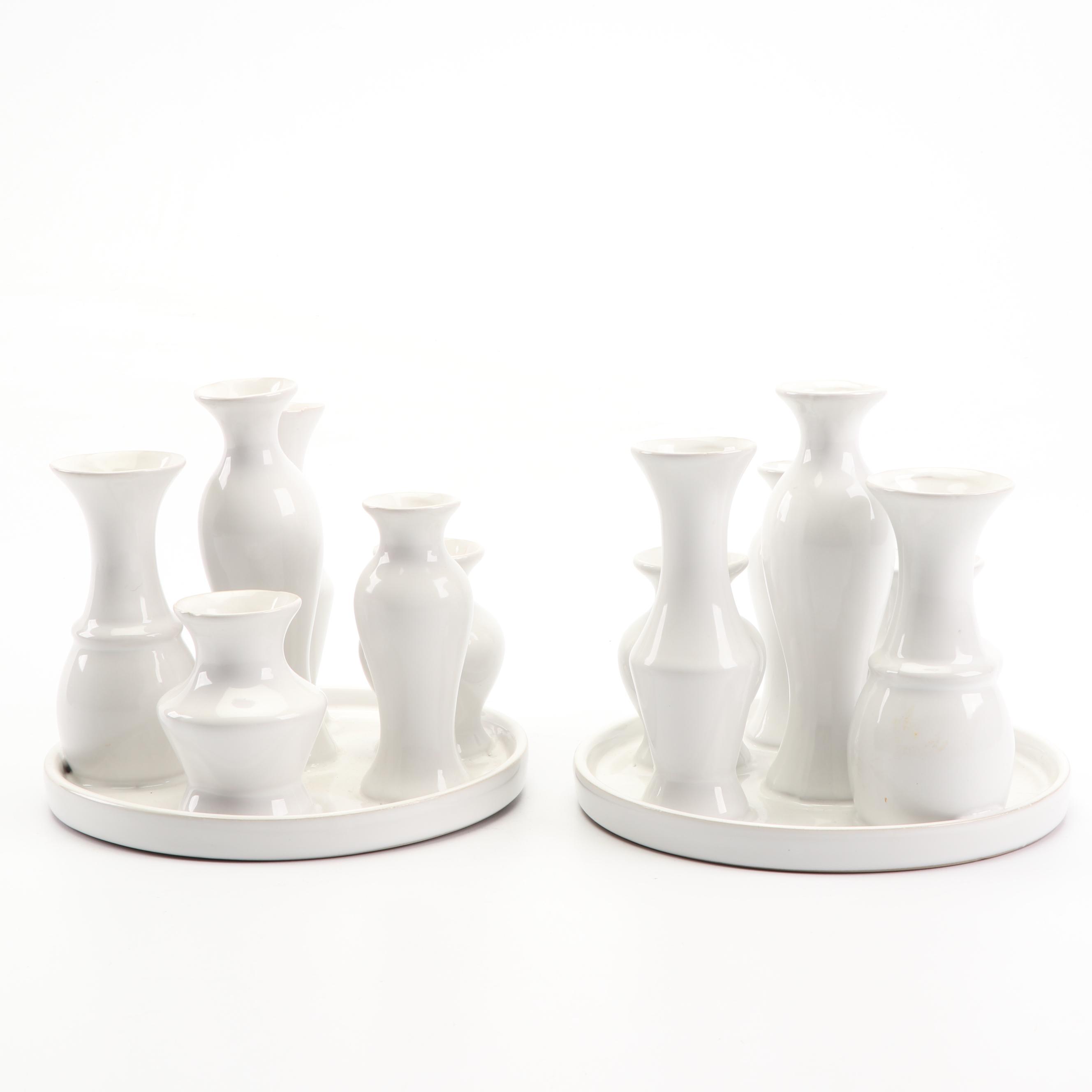 Contemporary White Ceramic Tulipieres