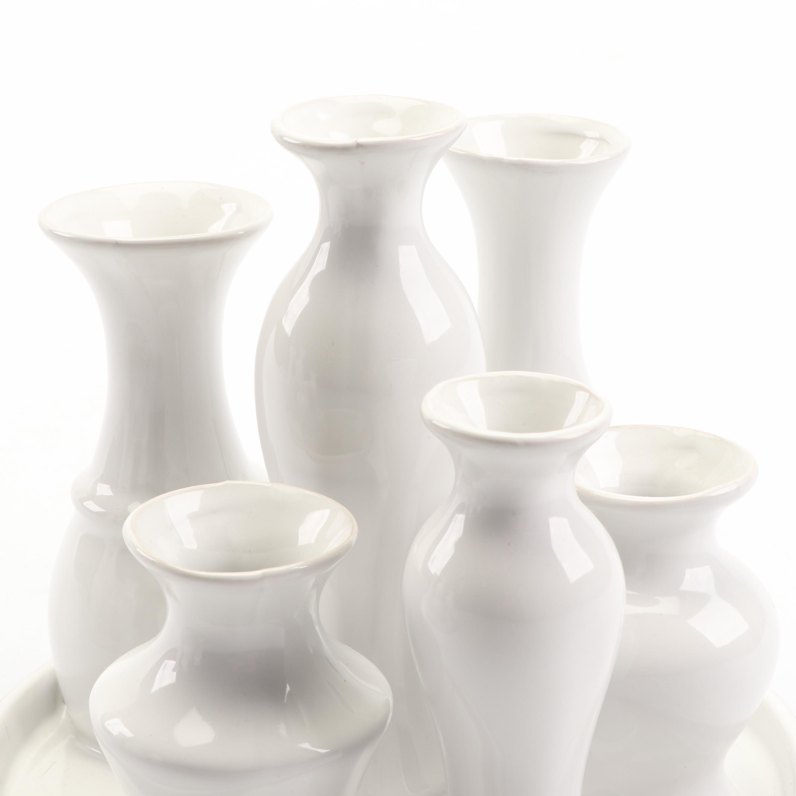 Contemporary White Ceramic Tulipieres