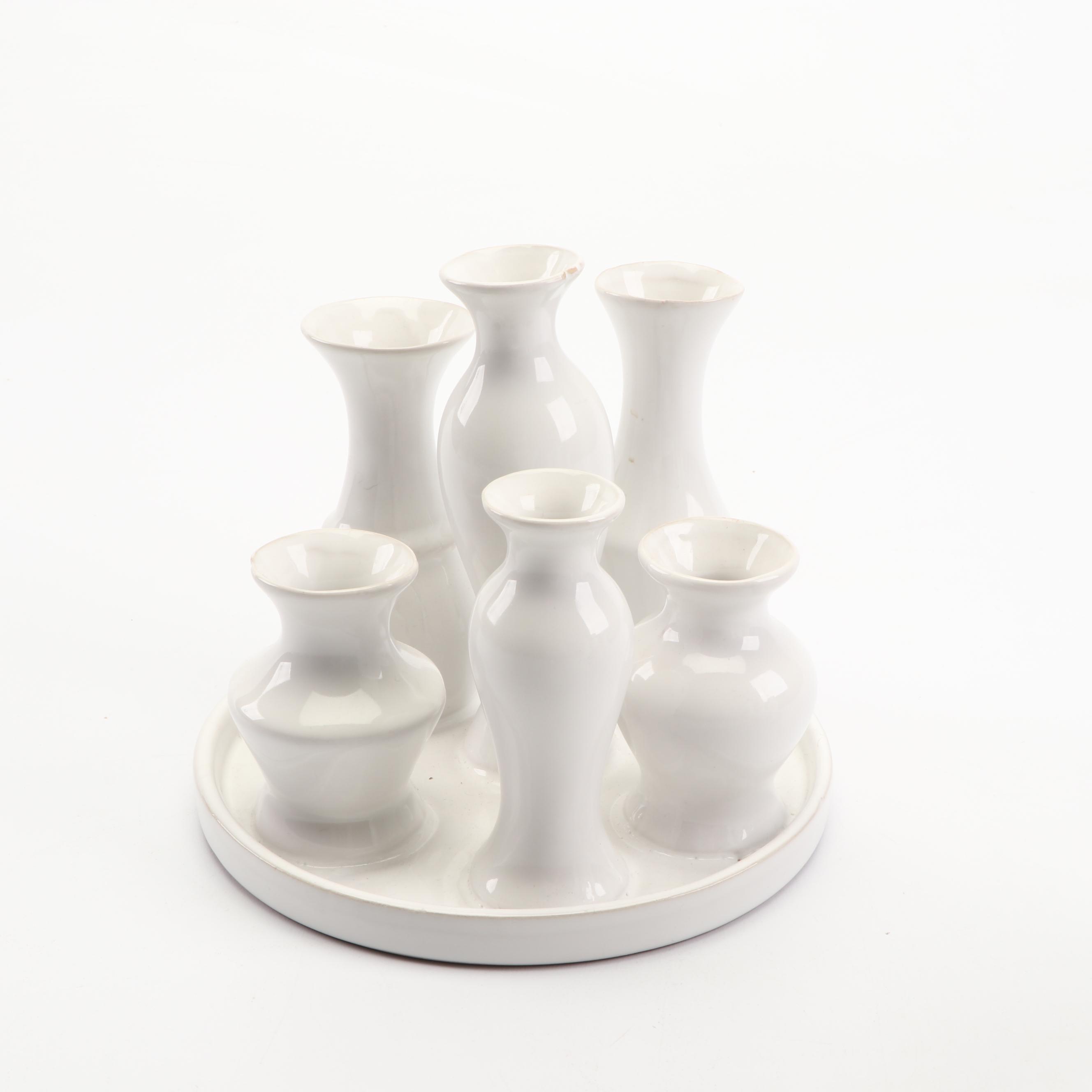 Contemporary White Ceramic Tulipieres