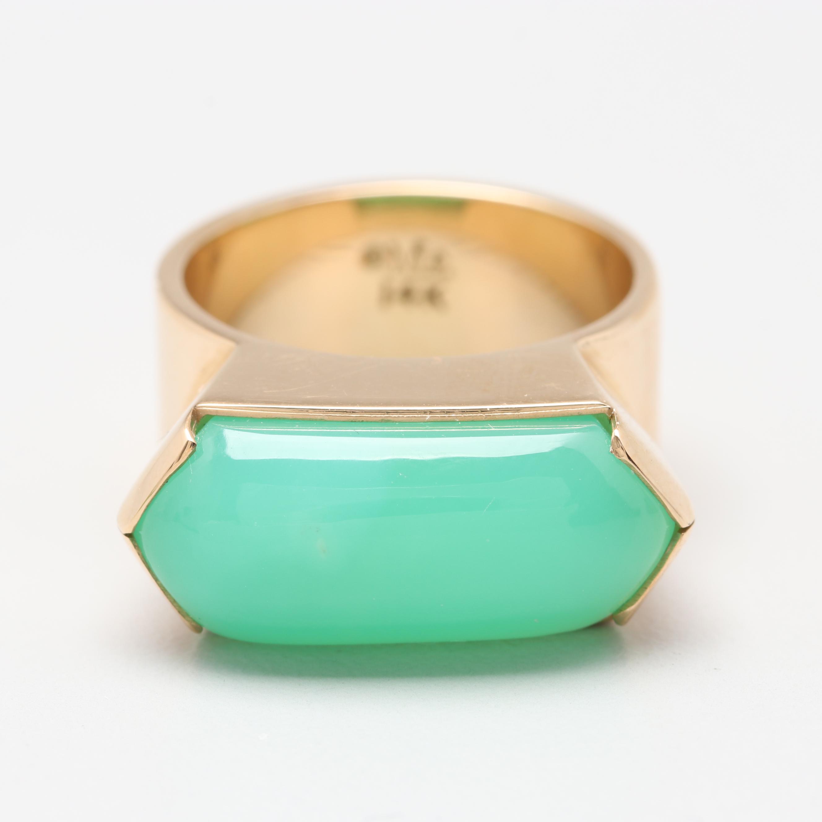 Mignon Faget 14K Yellow Gold Chrysoprase Ring