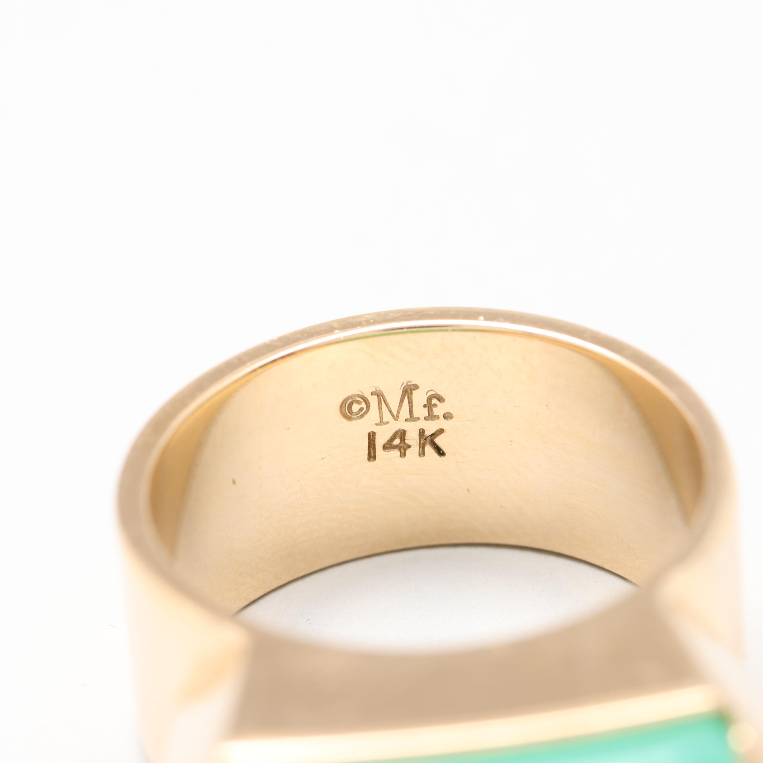 Mignon Faget 14K Yellow Gold Chrysoprase Ring