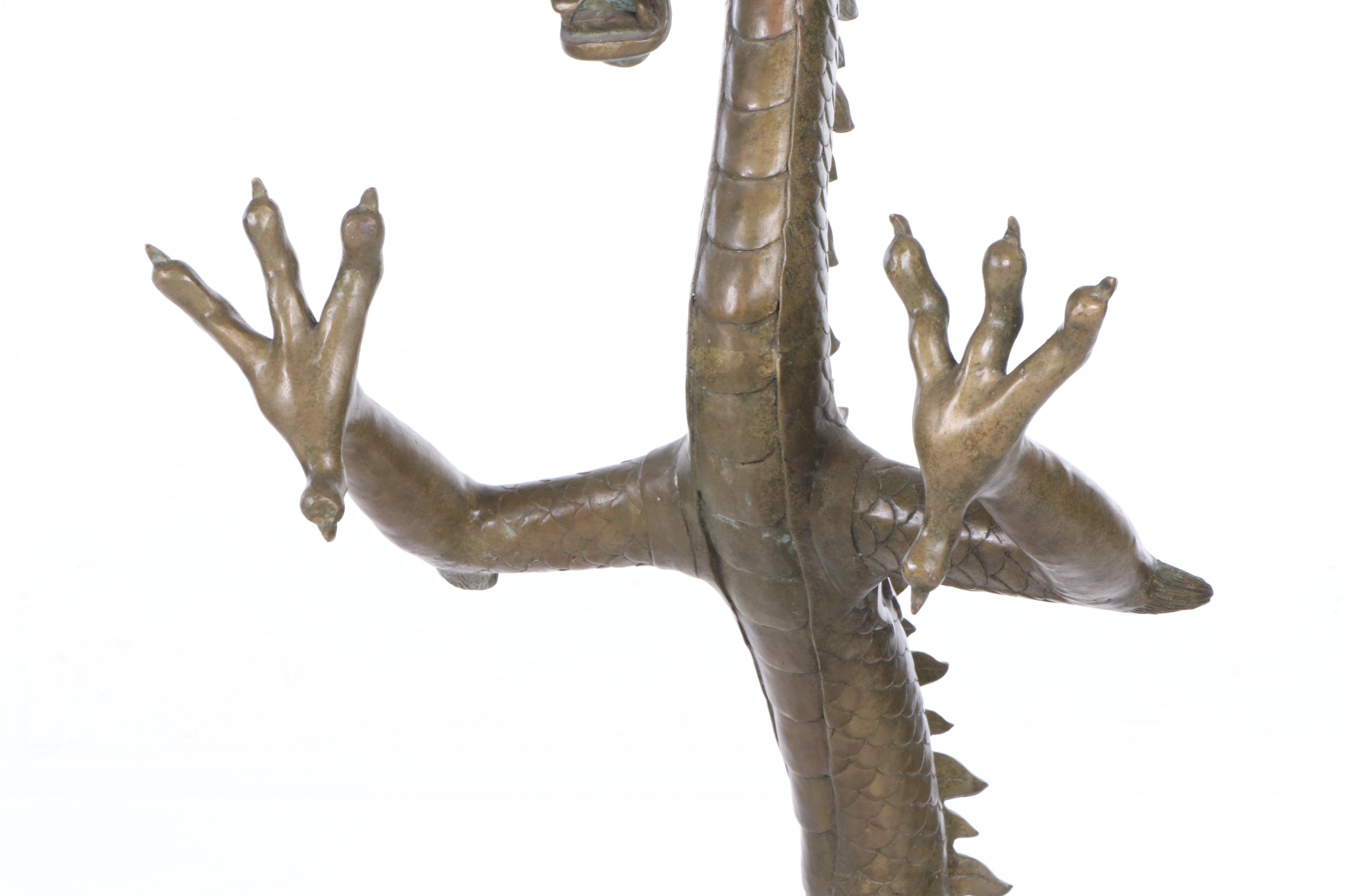 Oversized Chinese Brass Dragon Sculpture