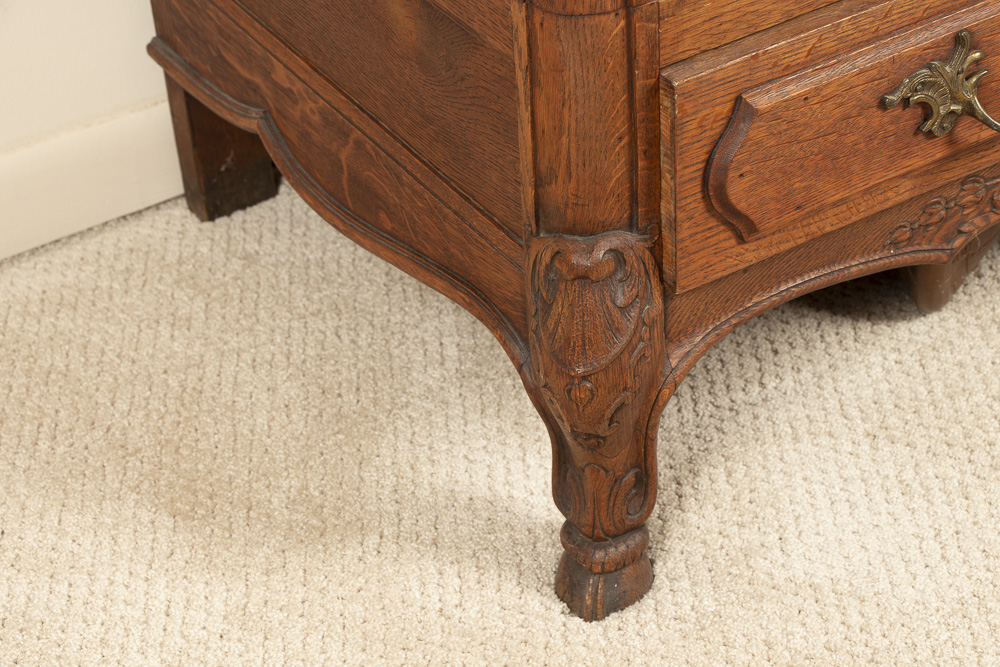 French Provincial Style Oak Wardrobe with Mirrored Door, Early 20th Century