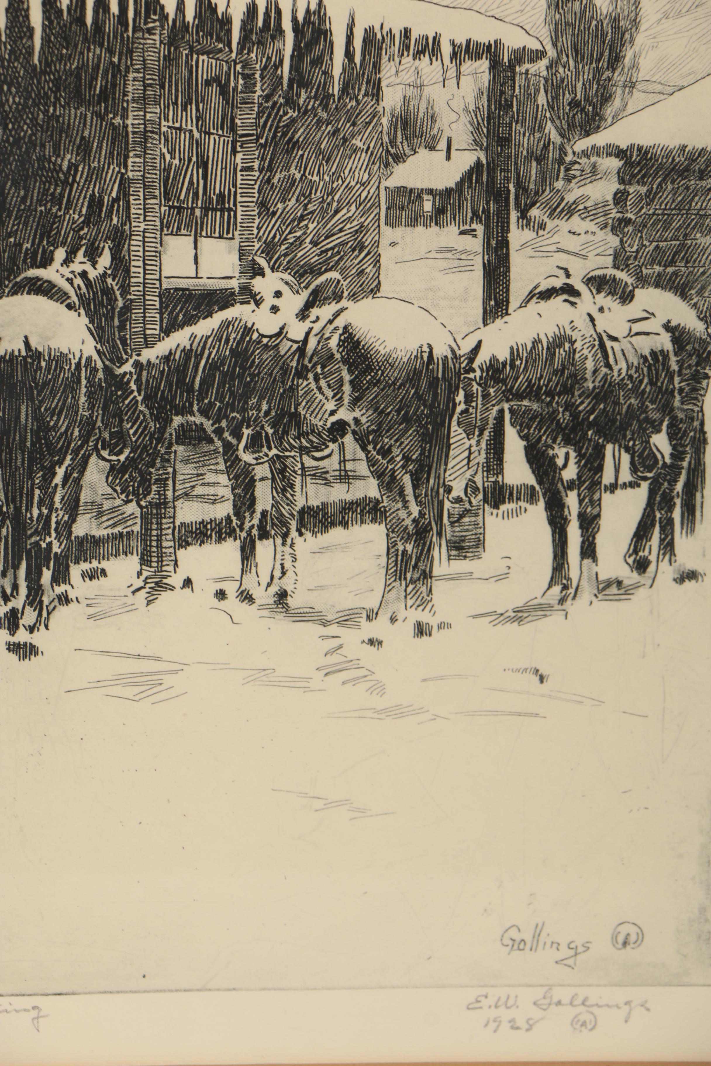 Elling William "Bill" Gollings 1928 Etching "Waiting"