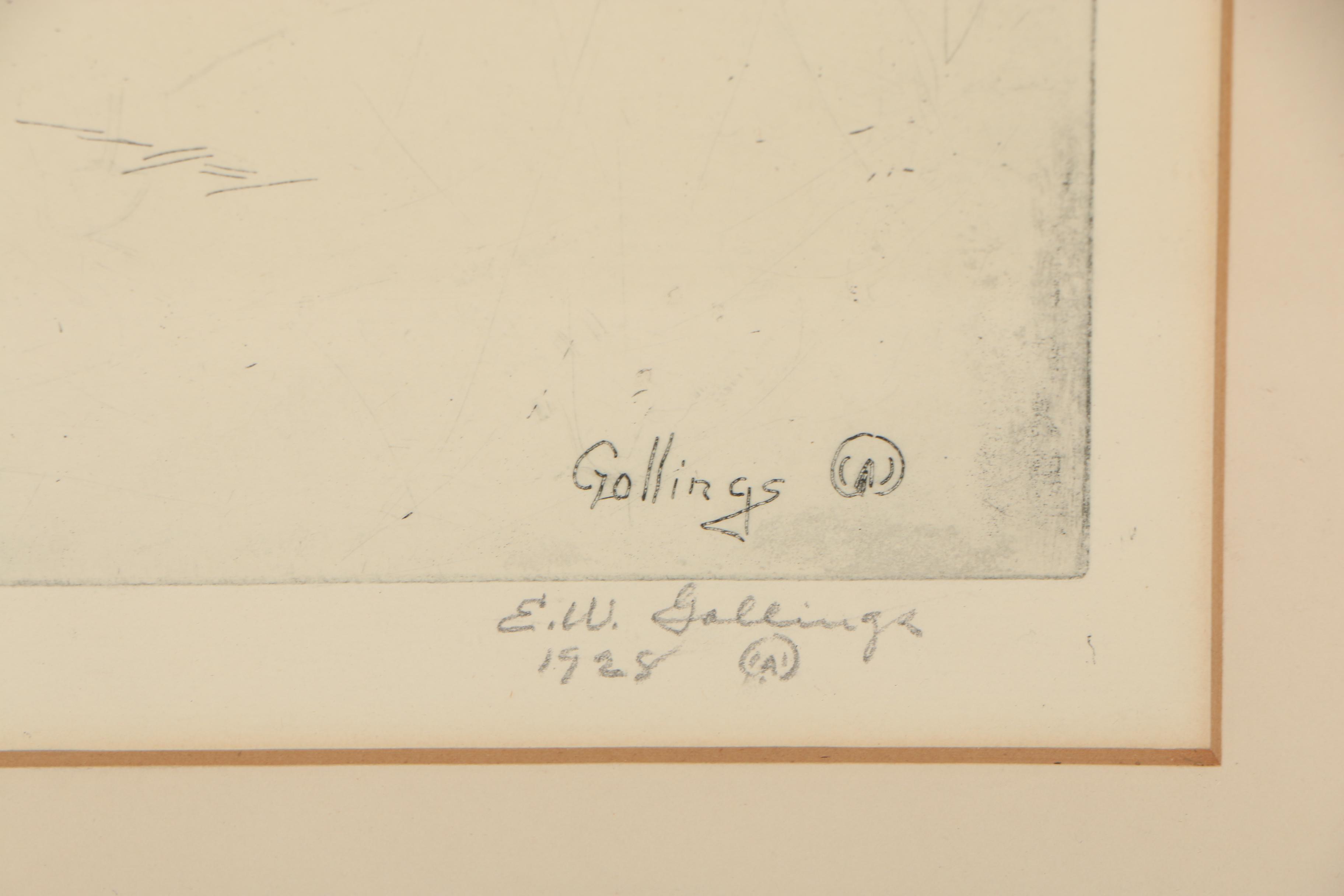 Elling William "Bill" Gollings 1928 Etching "Waiting"