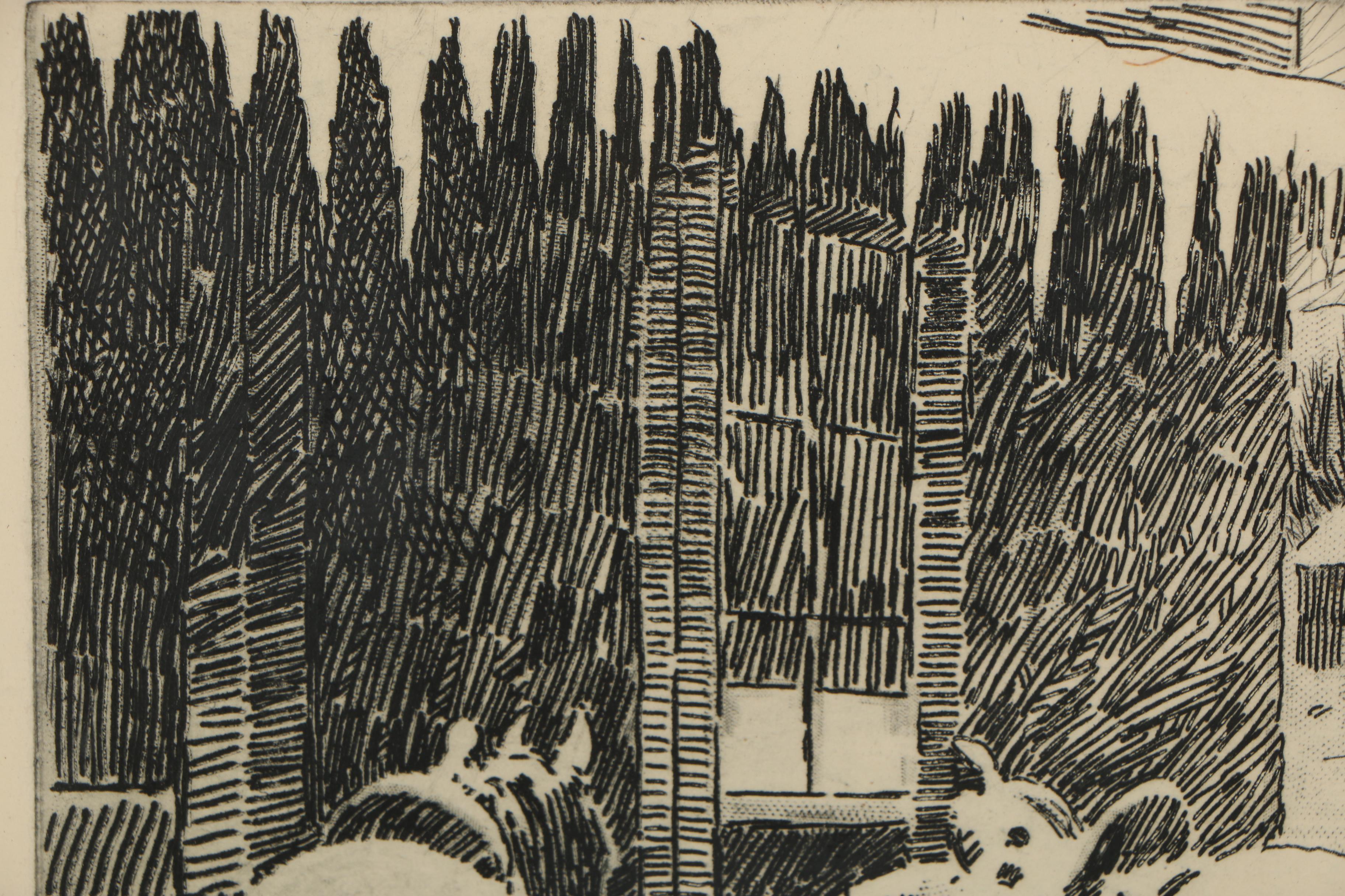 Elling William "Bill" Gollings 1928 Etching "Waiting"