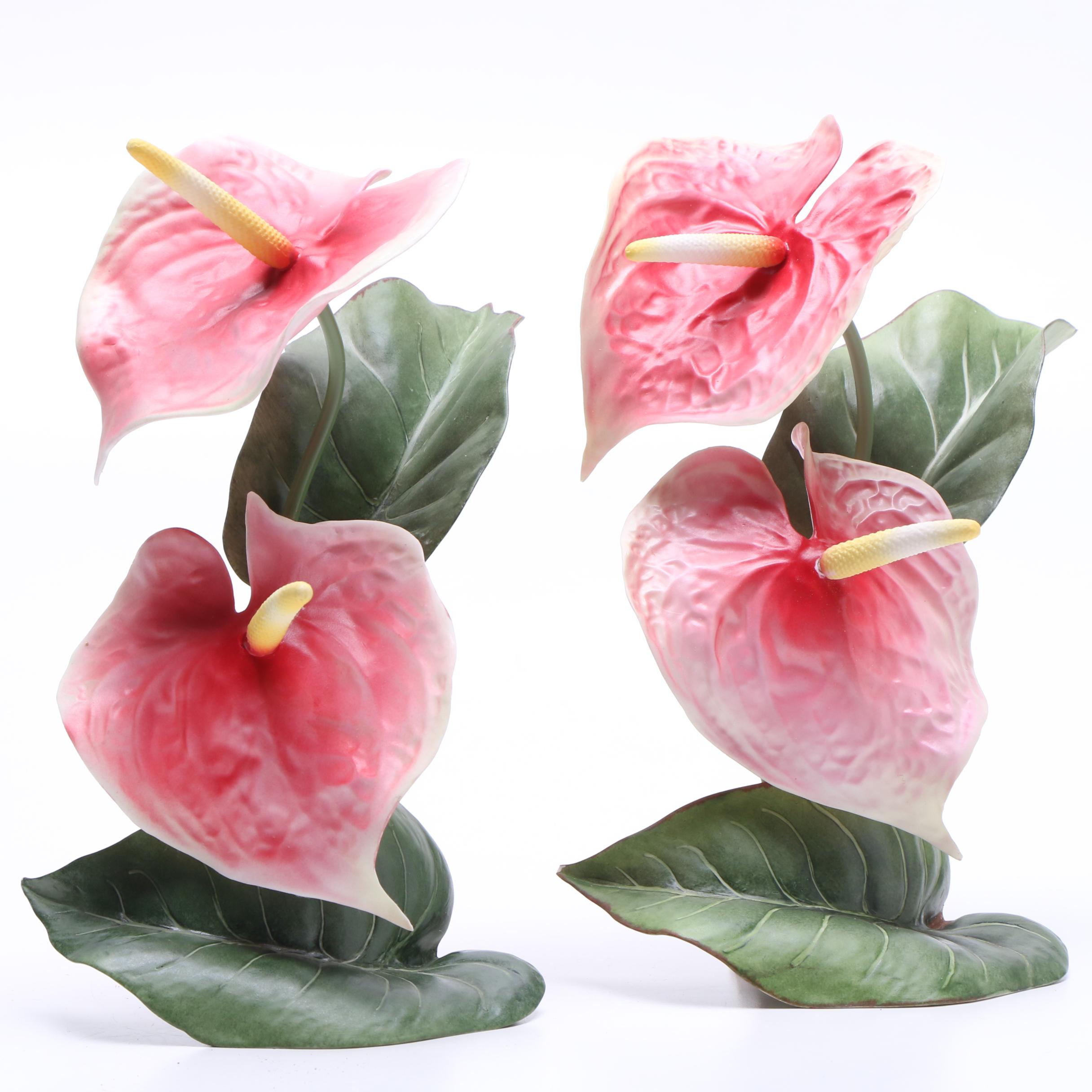 Two Boehm Vintage Porcelain "Anthurium" Flower Sculptures
