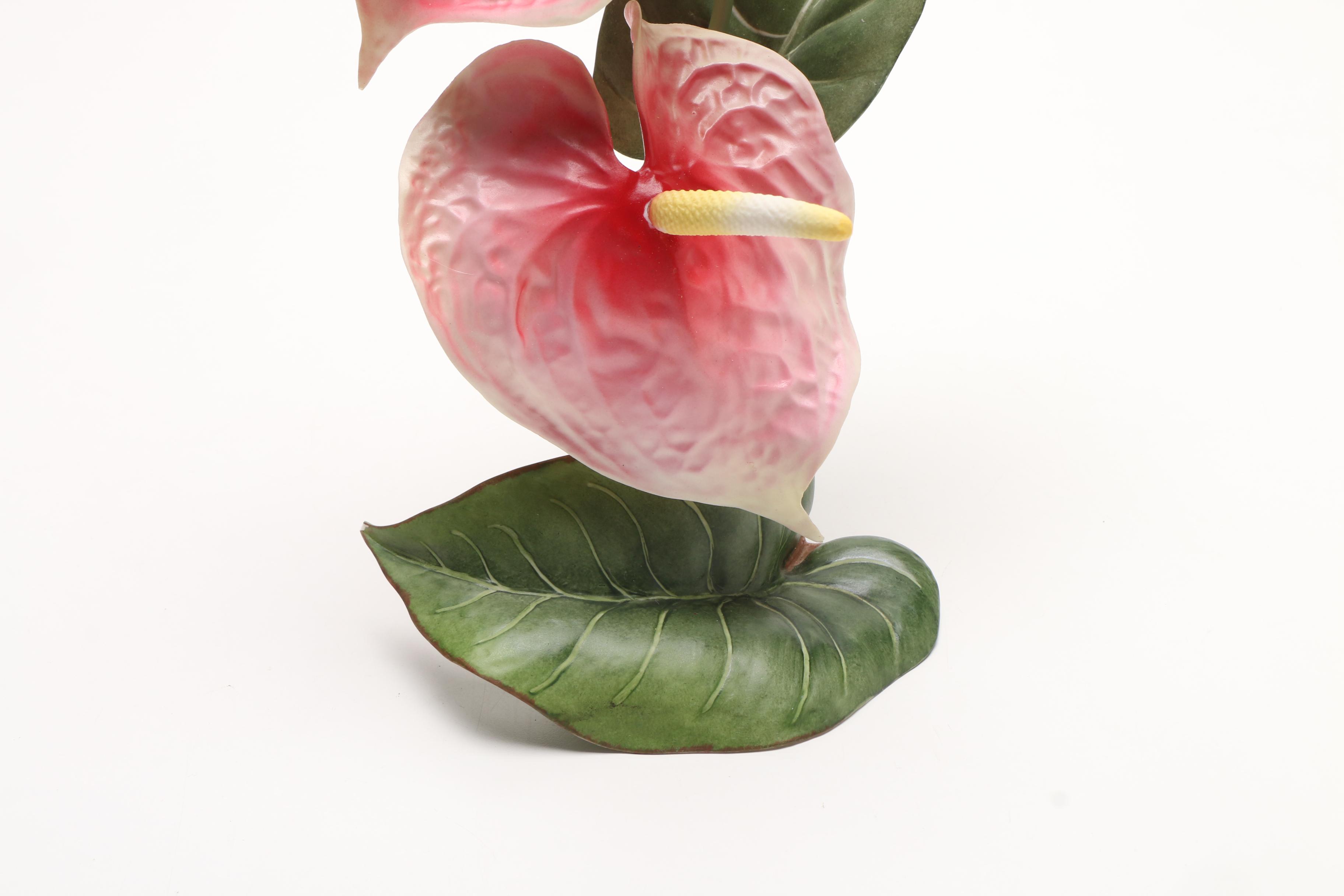 Two Boehm Vintage Porcelain "Anthurium" Flower Sculptures