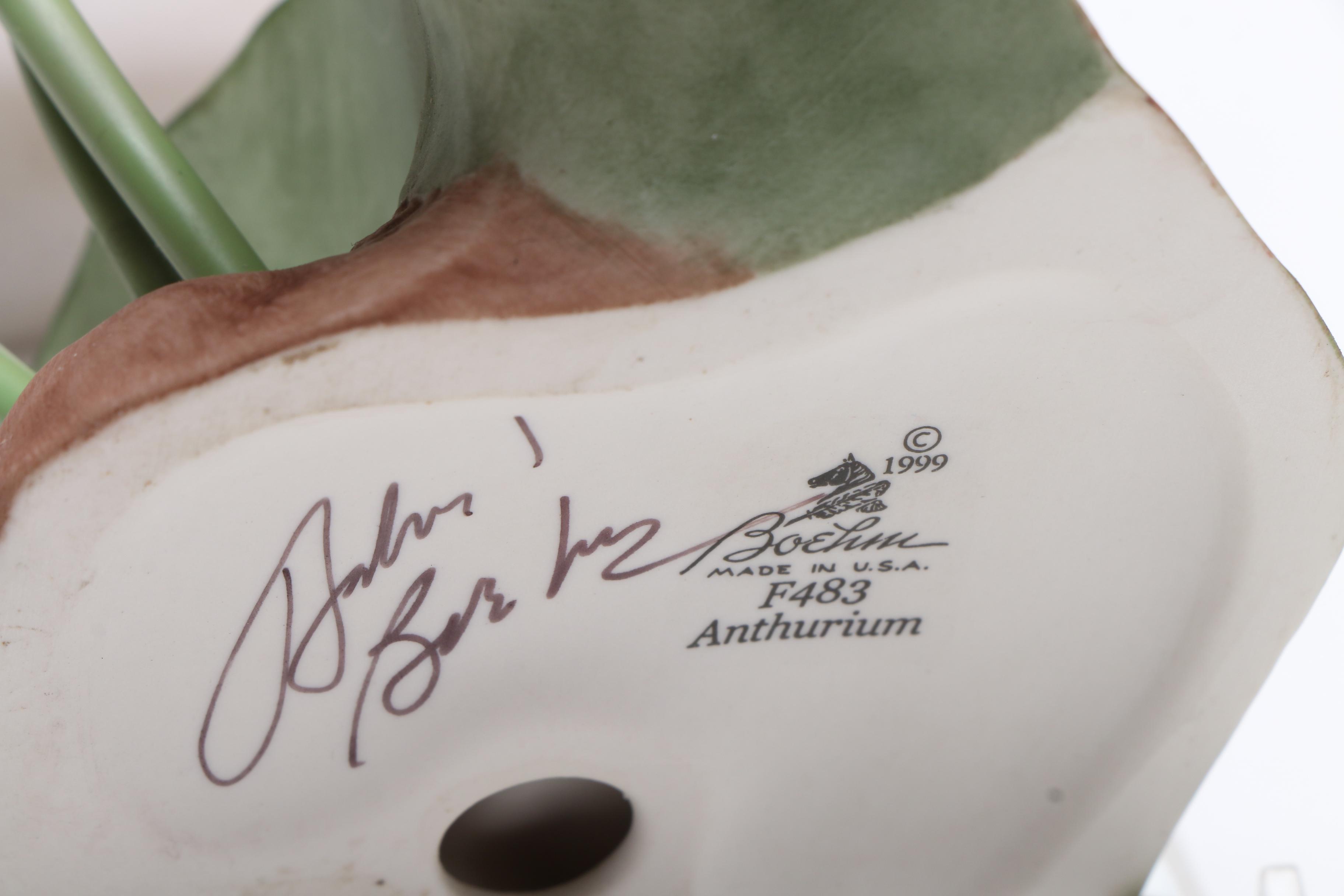 Two Boehm Vintage Porcelain "Anthurium" Flower Sculptures