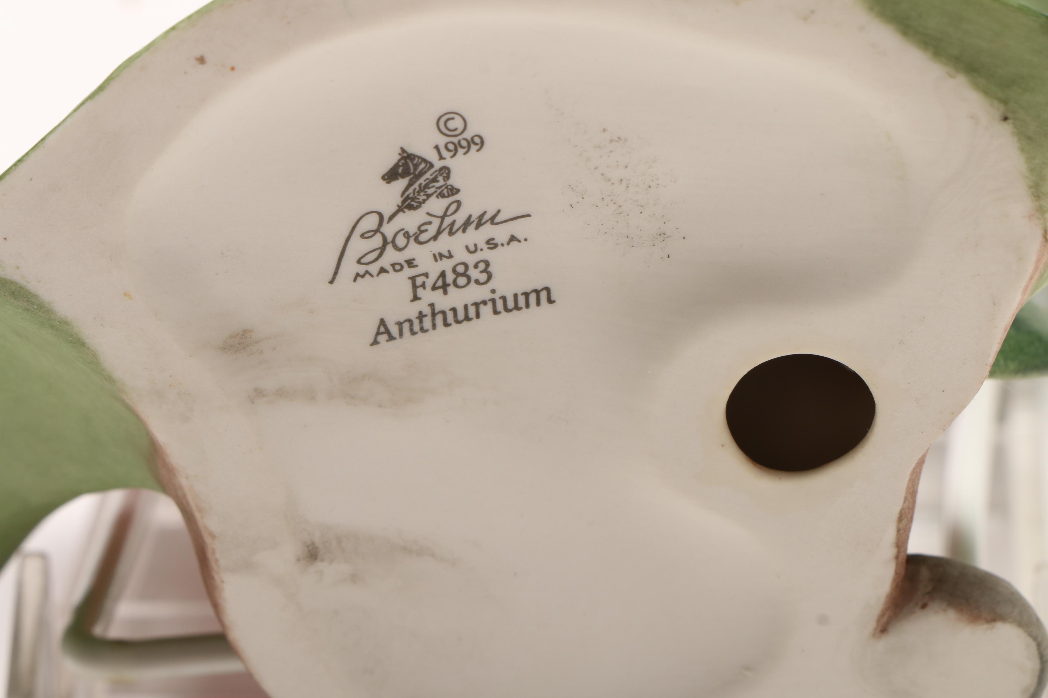 Two Boehm Vintage Porcelain "Anthurium" Flower Sculptures