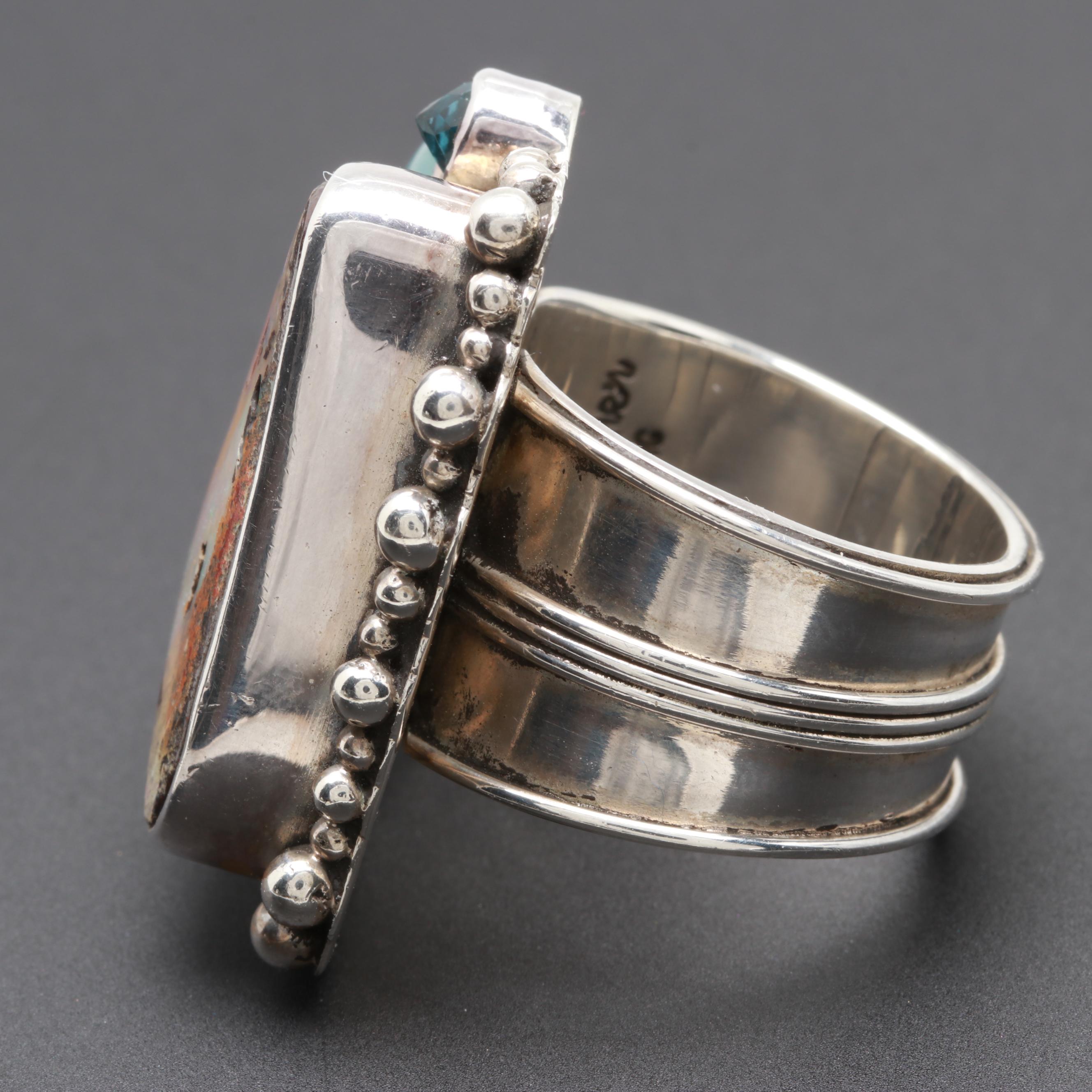 Echo of the Dreamer Sterling Silver Opal, Topaz and Common Opal Ring