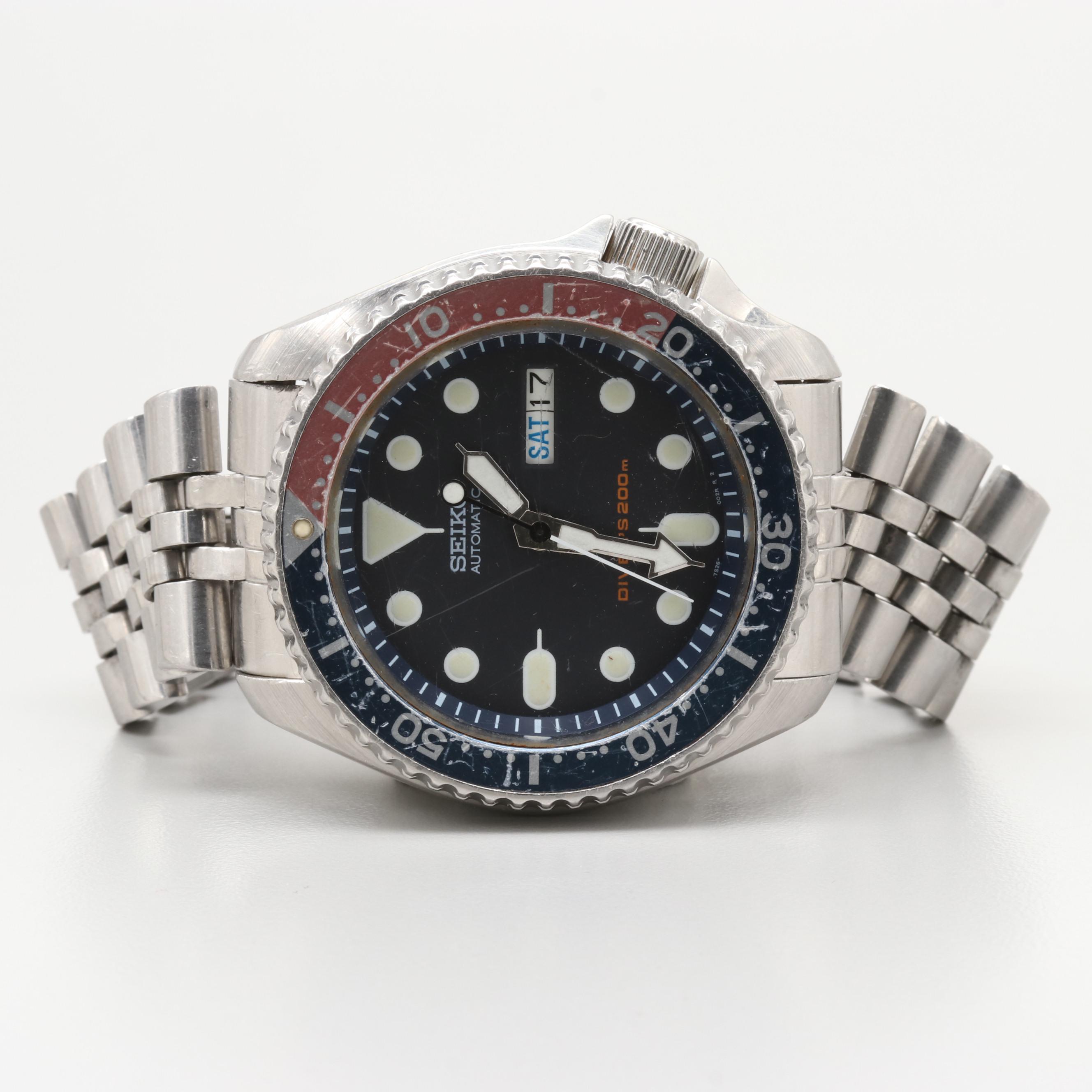 Seiko Diver's 200m Stainless Steel Automatic Watch With Date Window