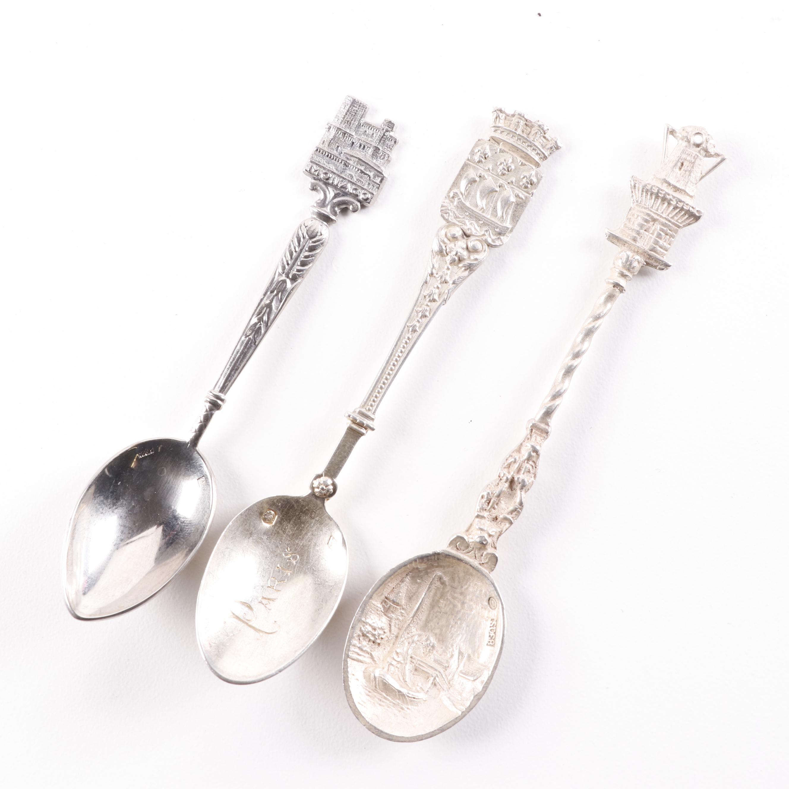 Sterling, 800 Silver, and Silver Plate Souvenir Spoons