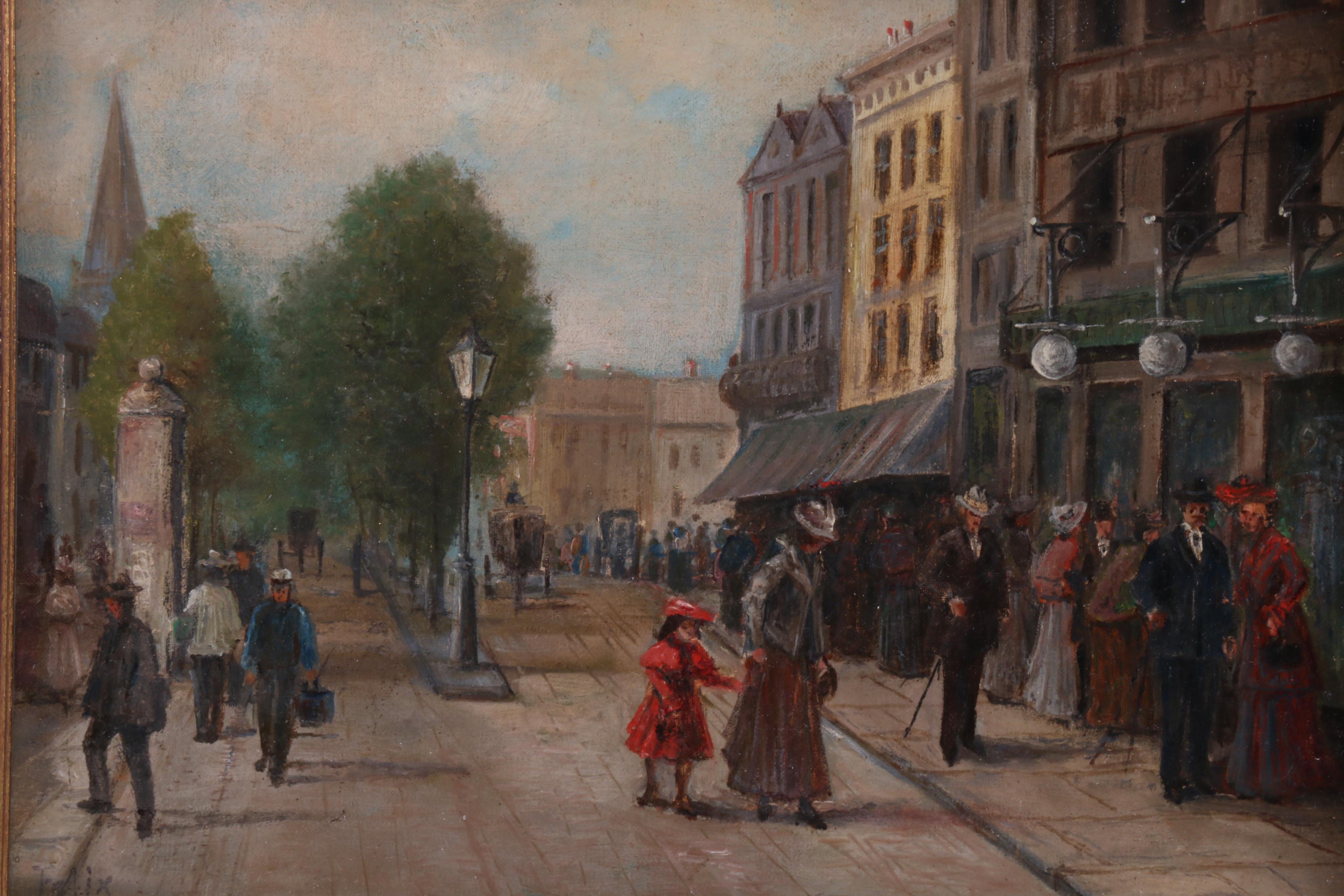 Felix Oil Painting of Late 19th Century Street Scene