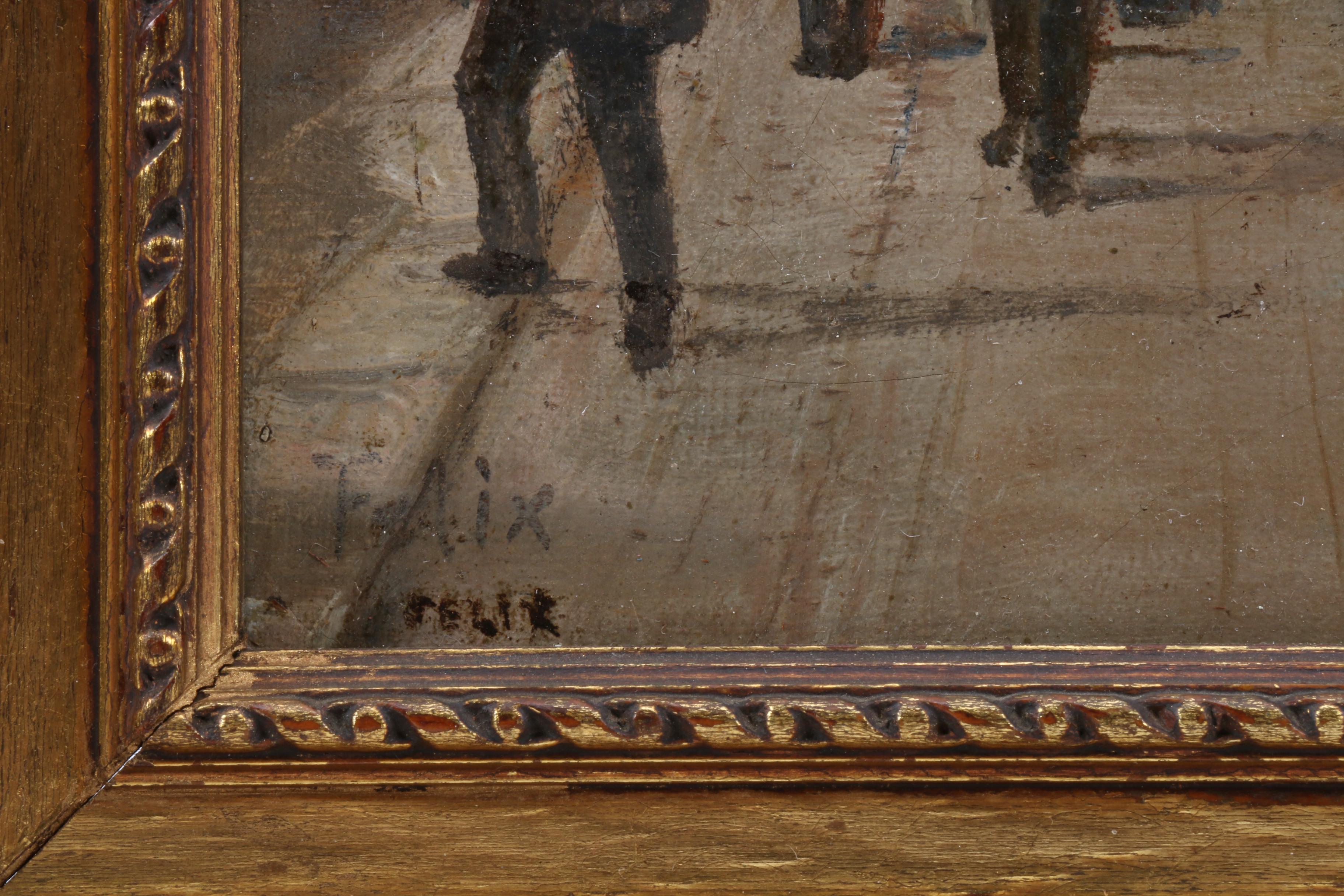 Felix Oil Painting of Late 19th Century Street Scene