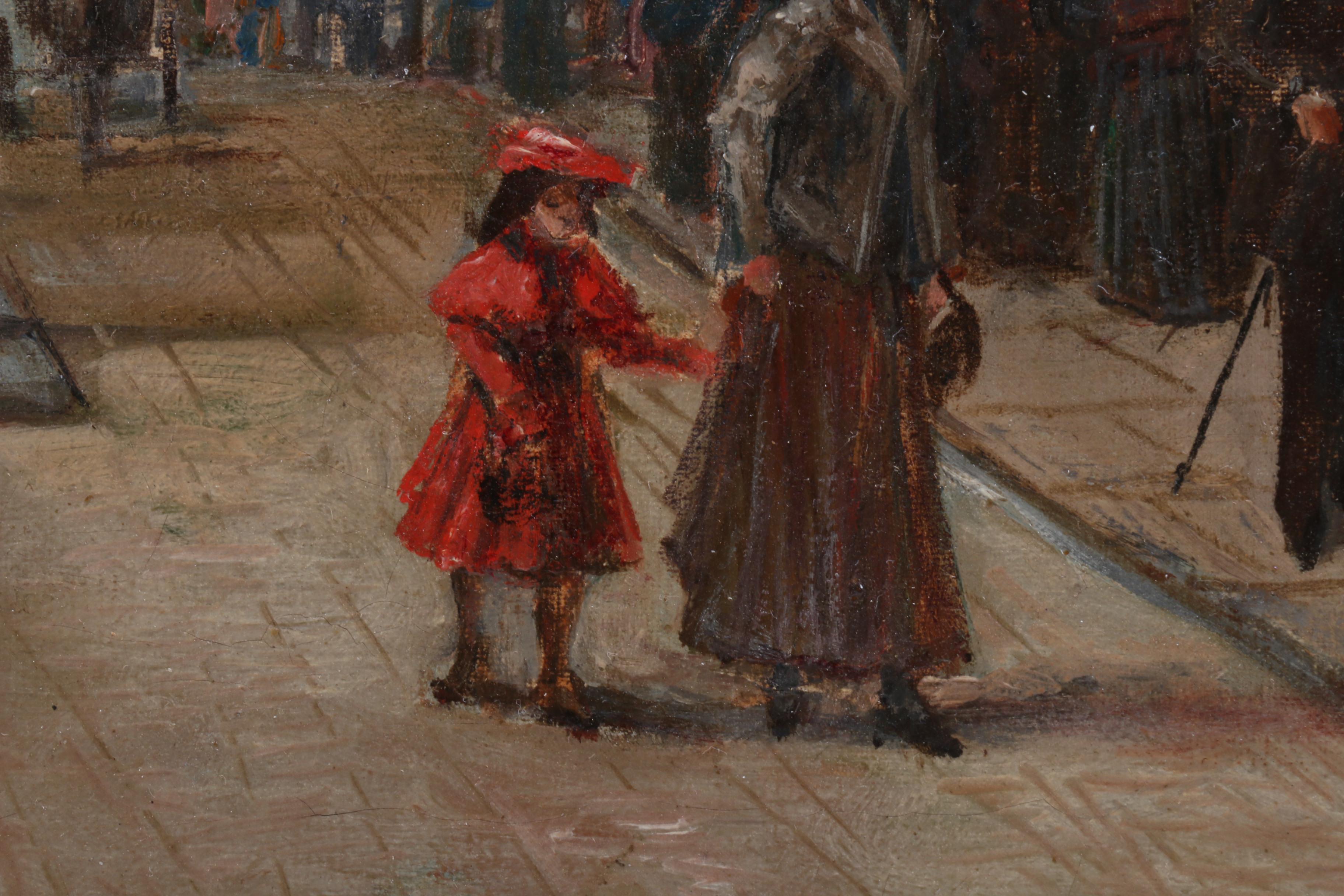 Felix Oil Painting of Late 19th Century Street Scene