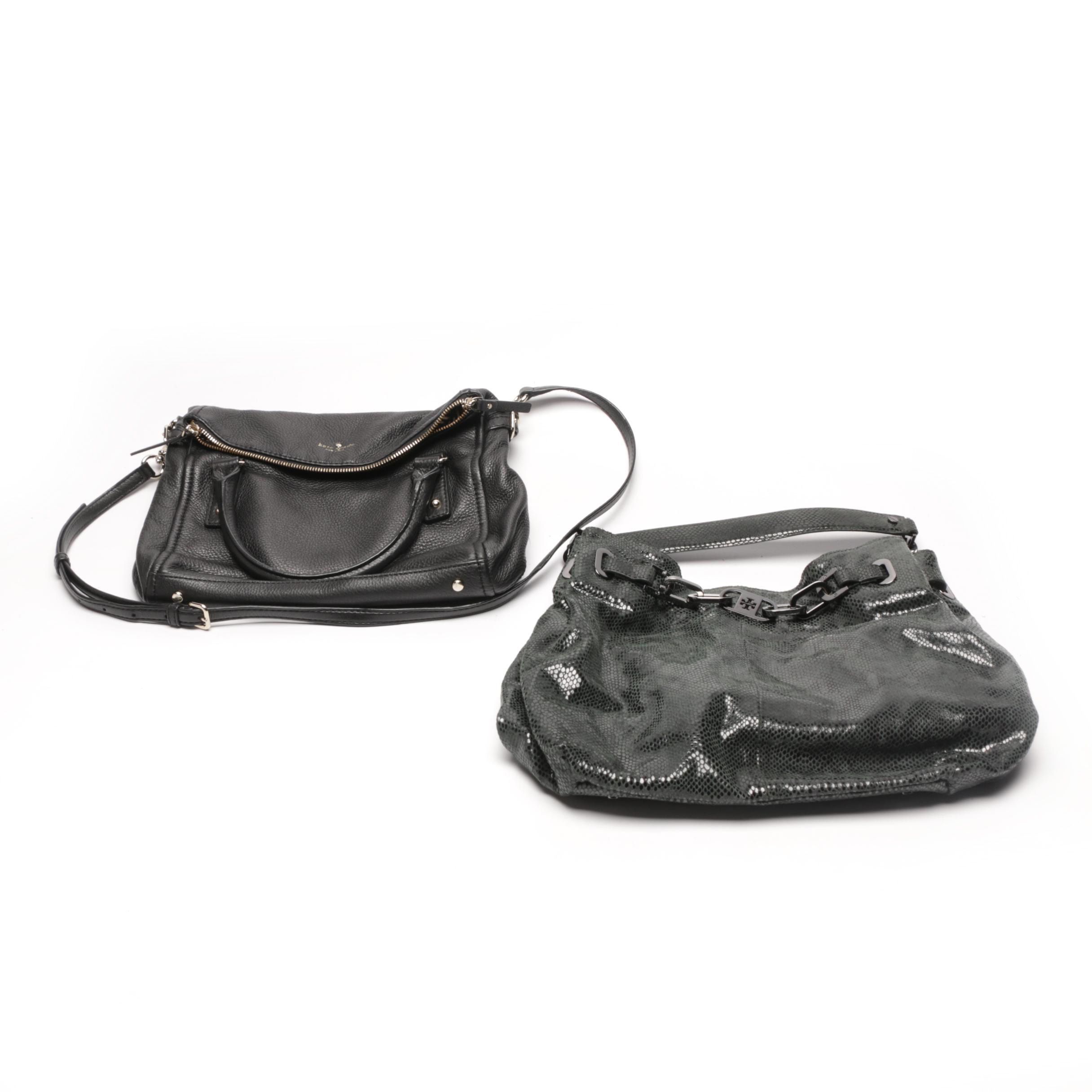Kate Spade Black Leather and Tory Burch Snakeskin Print Handbag
