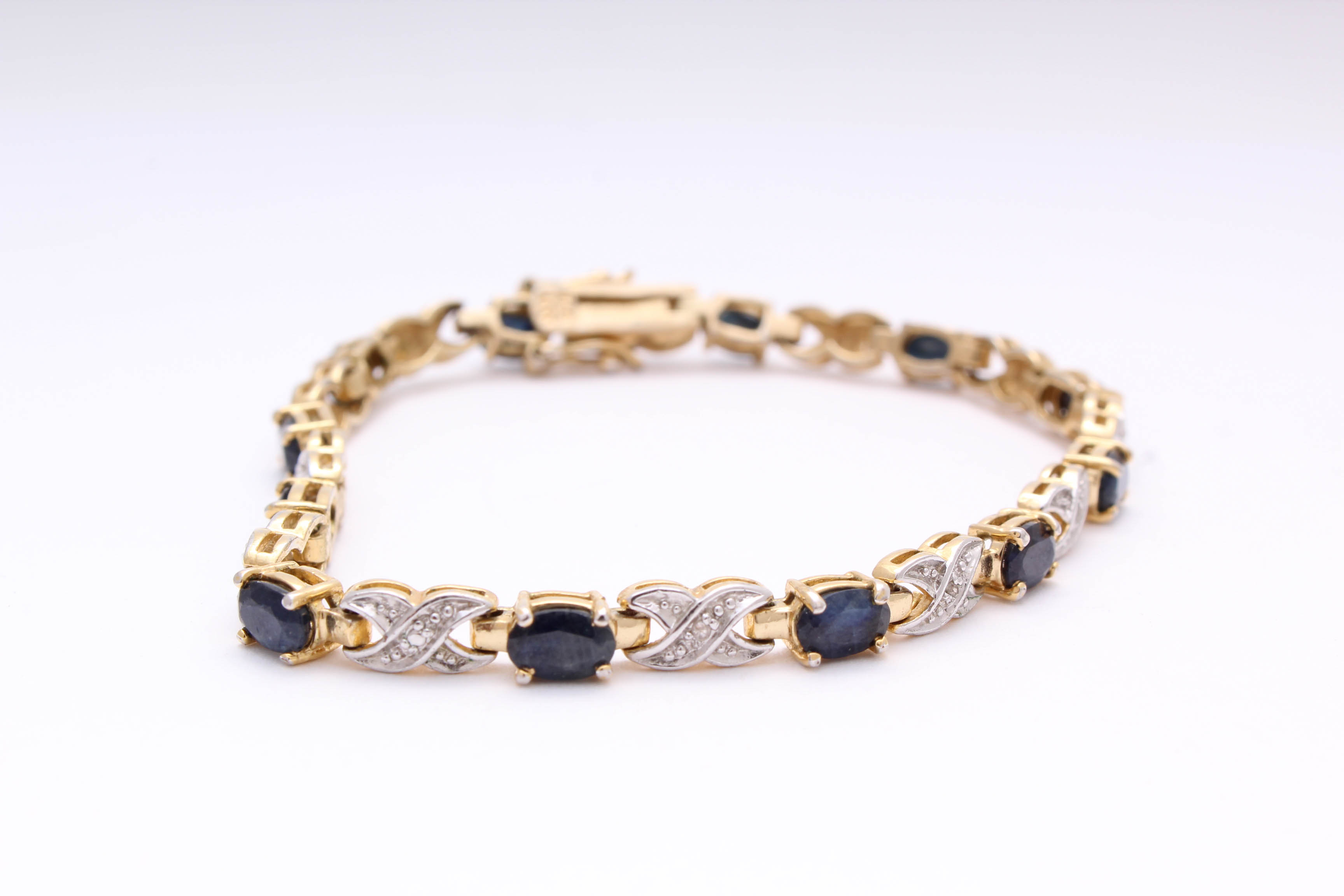 Sterling Silver Bracelets with Sapphire, Garnet, Diamond, and Cubic Zirconia