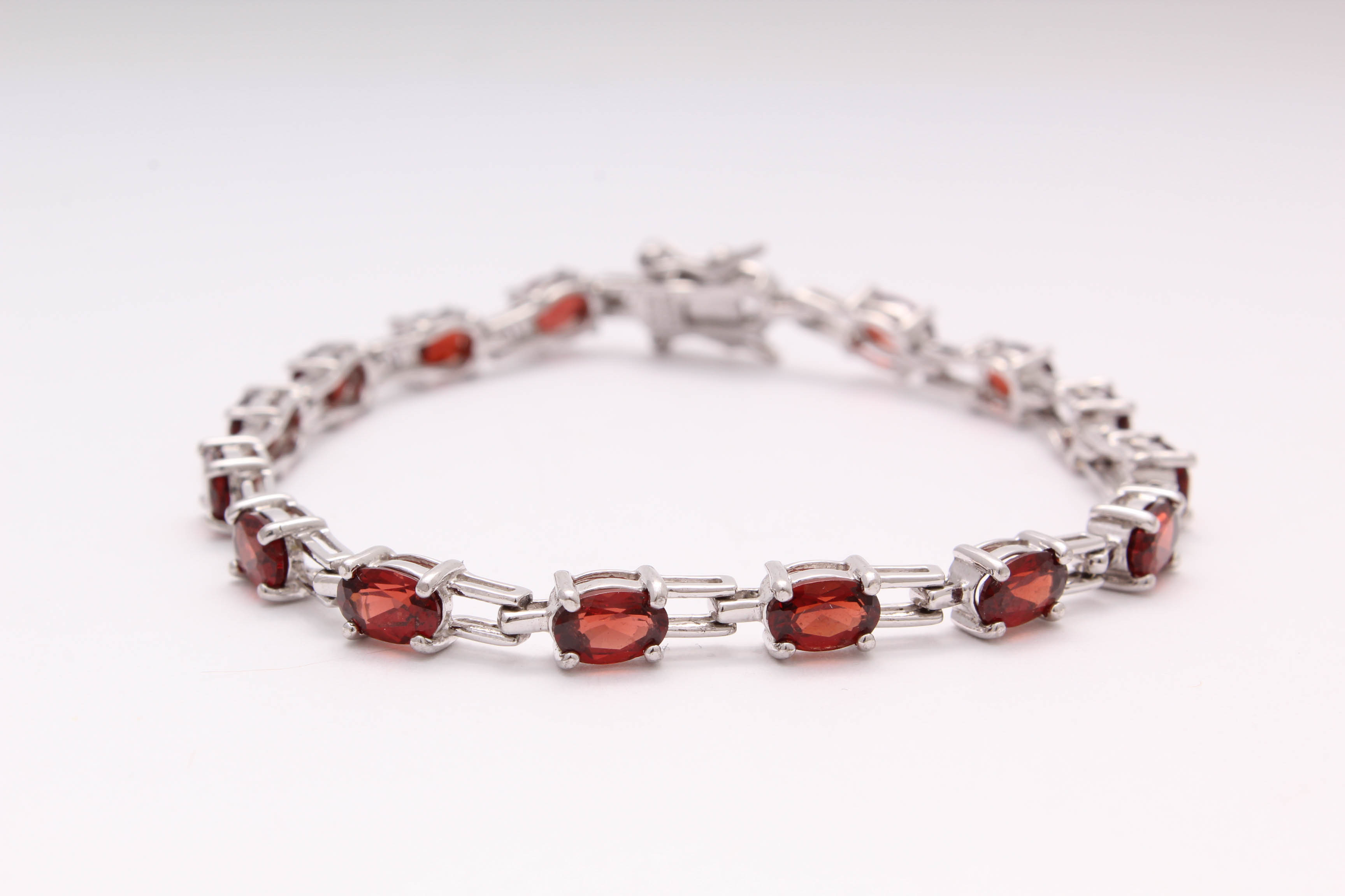Sterling Silver Bracelets with Sapphire, Garnet, Diamond, and Cubic Zirconia