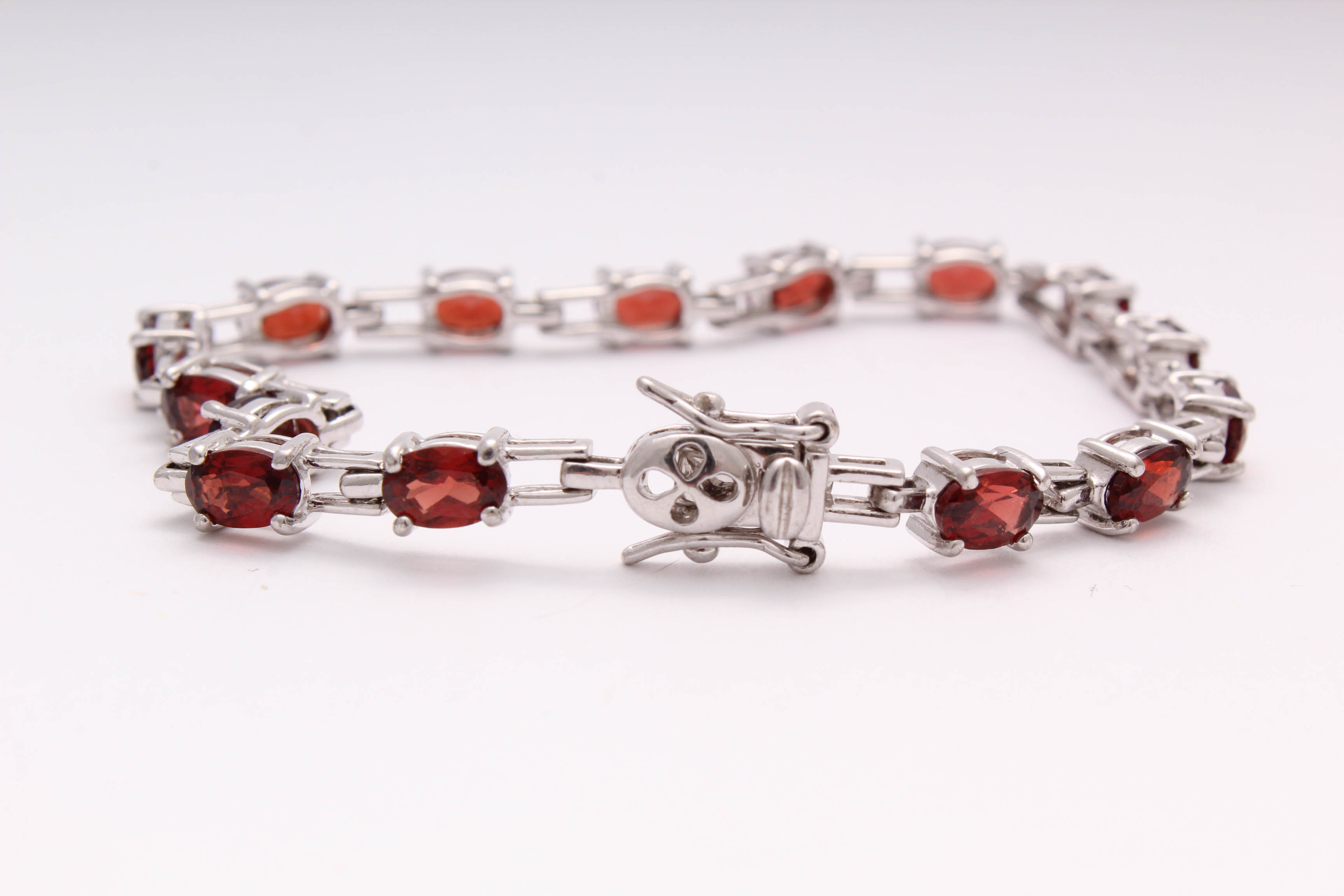 Sterling Silver Bracelets with Sapphire, Garnet, Diamond, and Cubic Zirconia