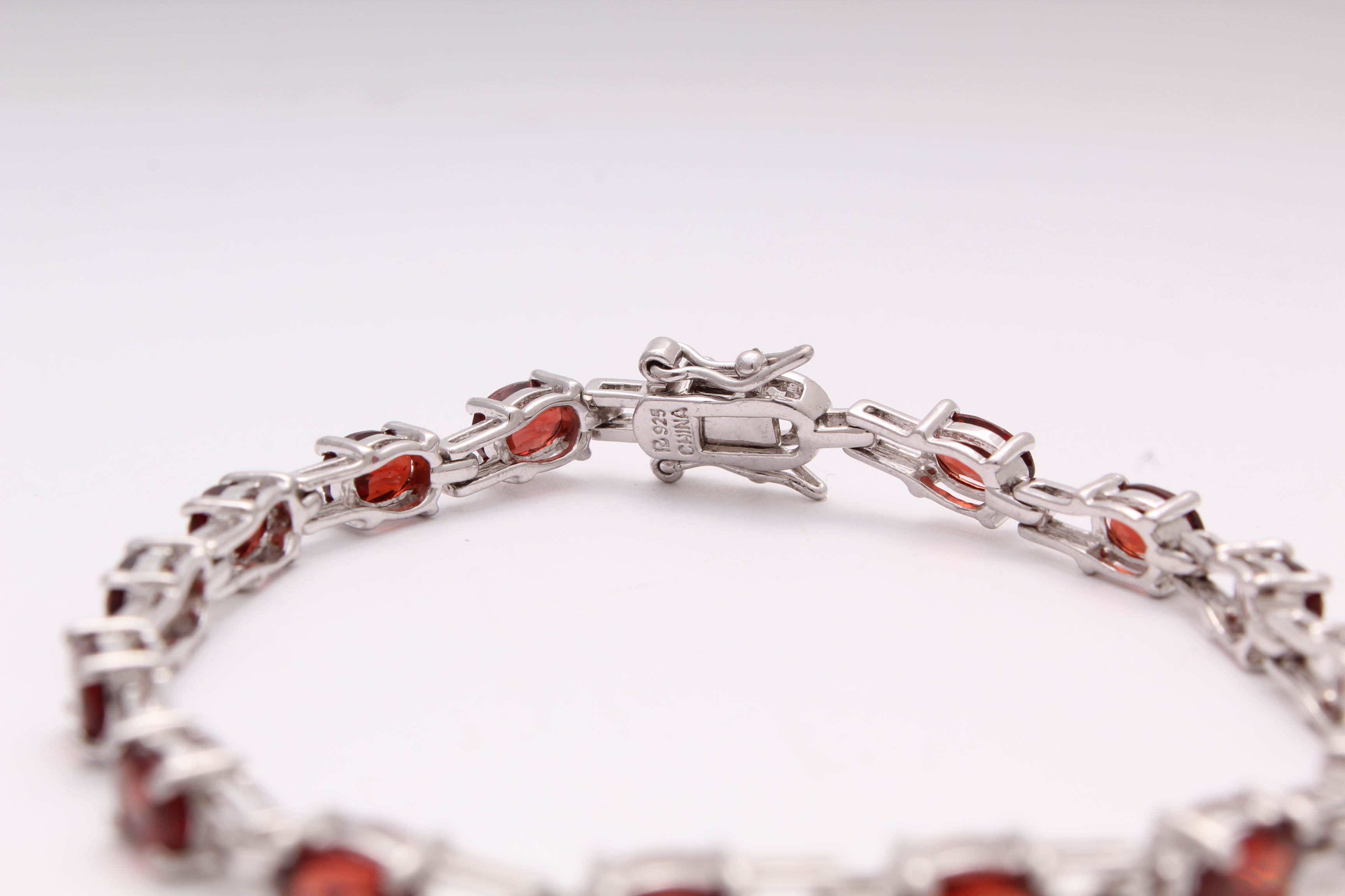Sterling Silver Bracelets with Sapphire, Garnet, Diamond, and Cubic Zirconia