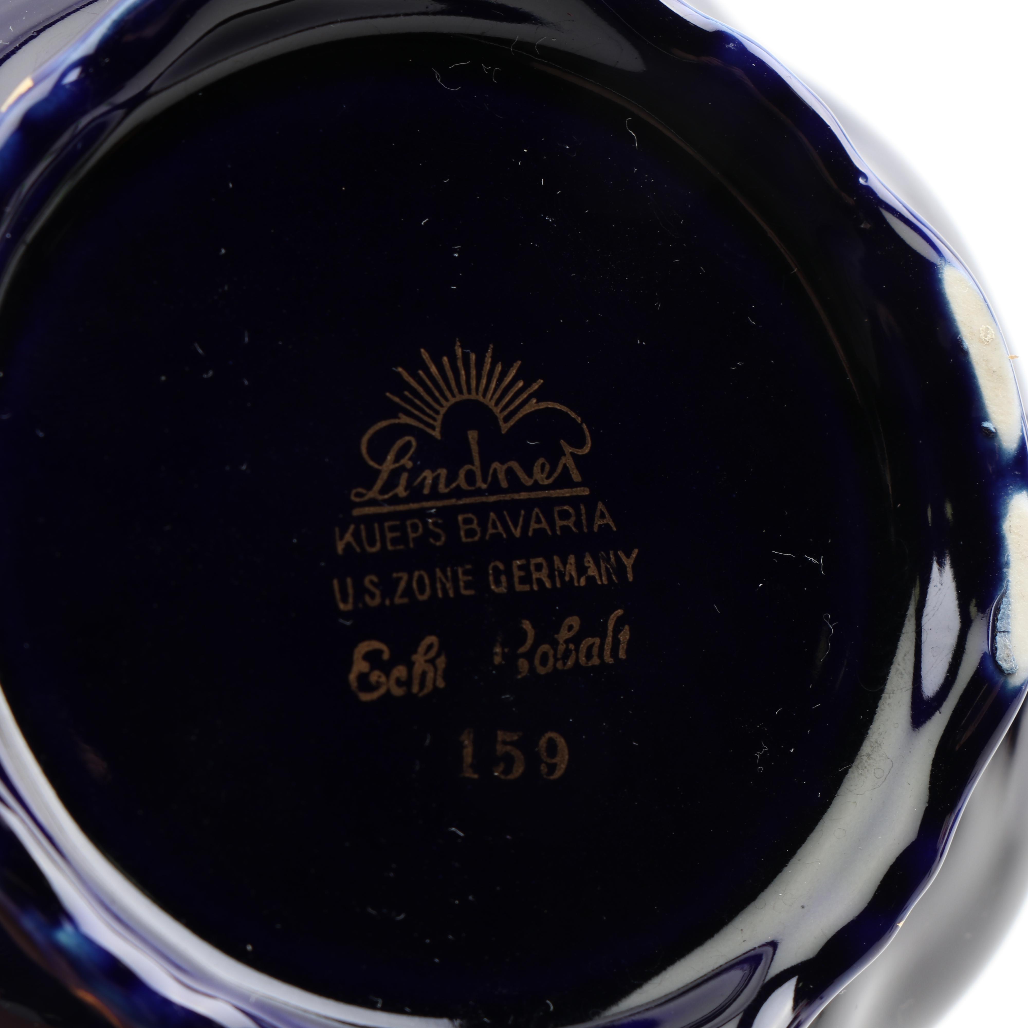 Vintage Lindner Porcelain Tea Set Kueps Bavaria Cobalt Blue, 1945-49