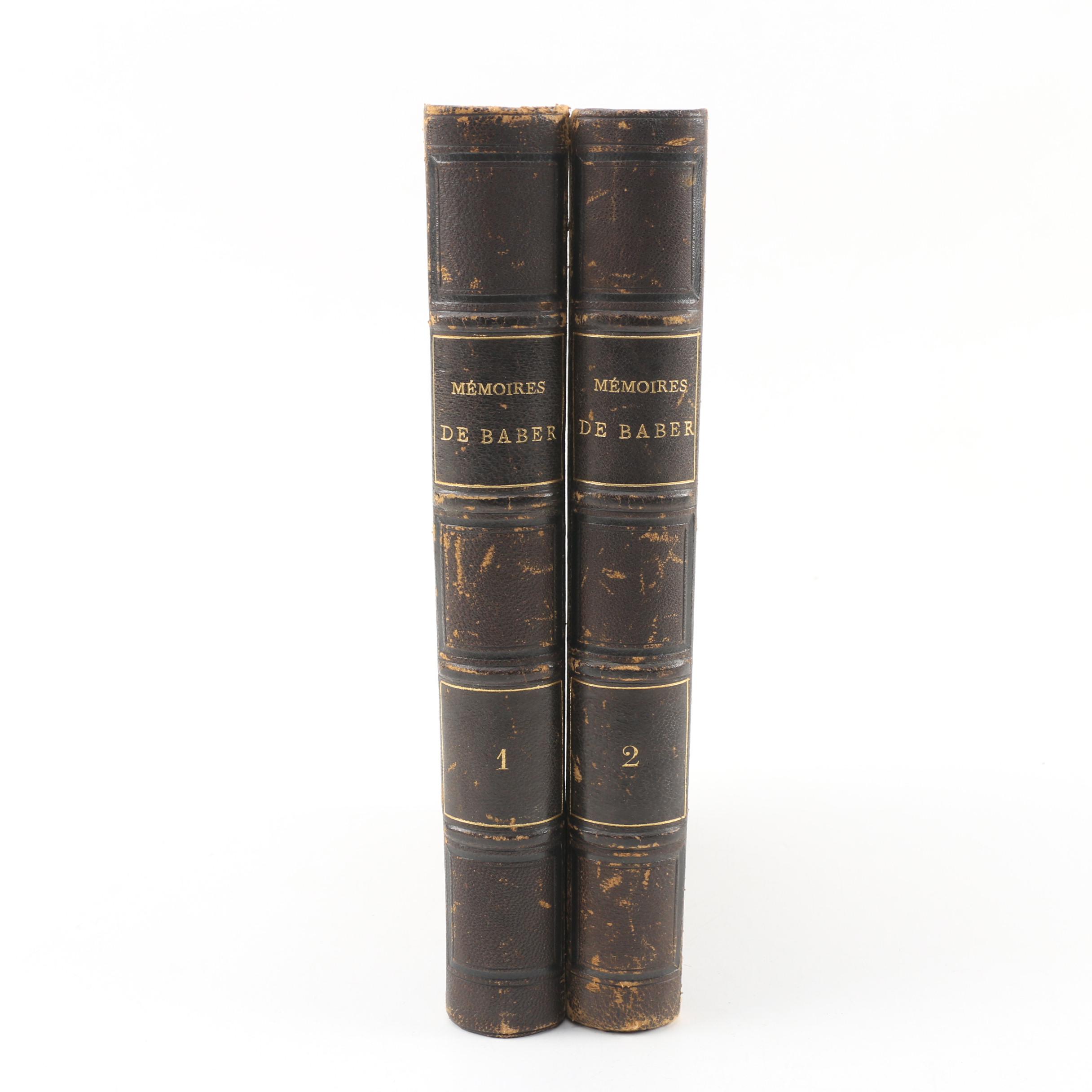 Two Volume "Mémoires de Baber" Ẓahīr-ud-Dīn Muhammad Bābur, 1871