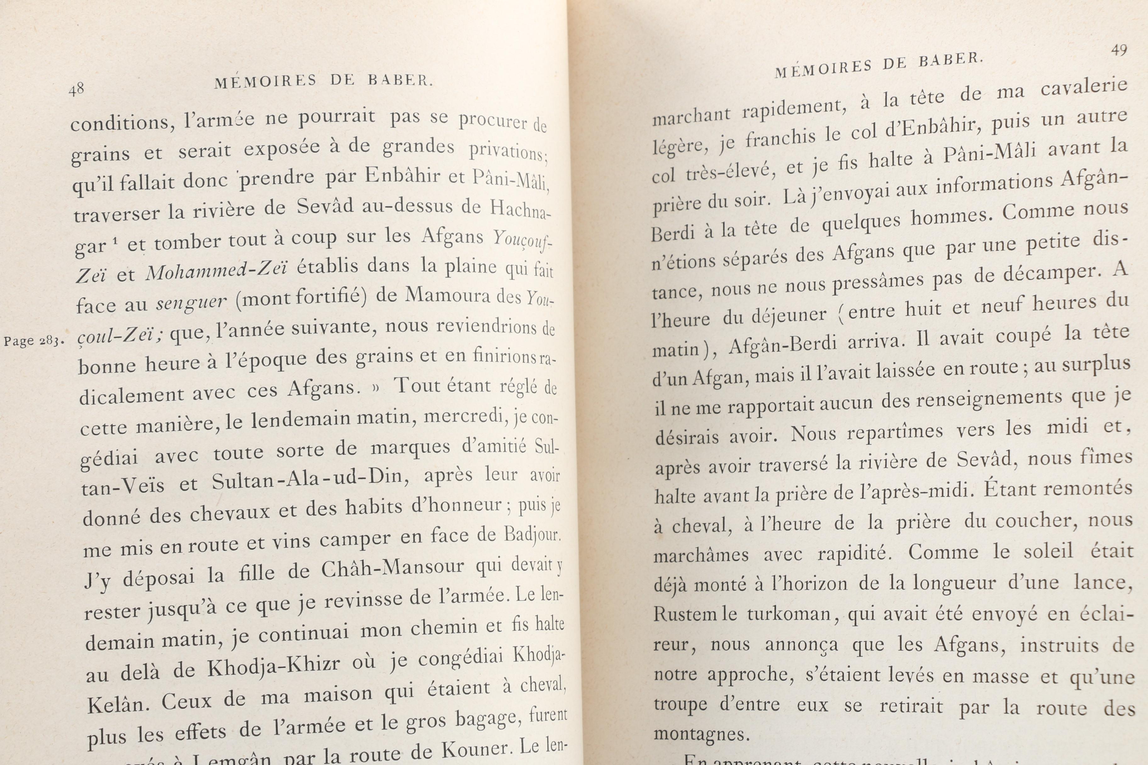 Two Volume "Mémoires de Baber" Ẓahīr-ud-Dīn Muhammad Bābur, 1871