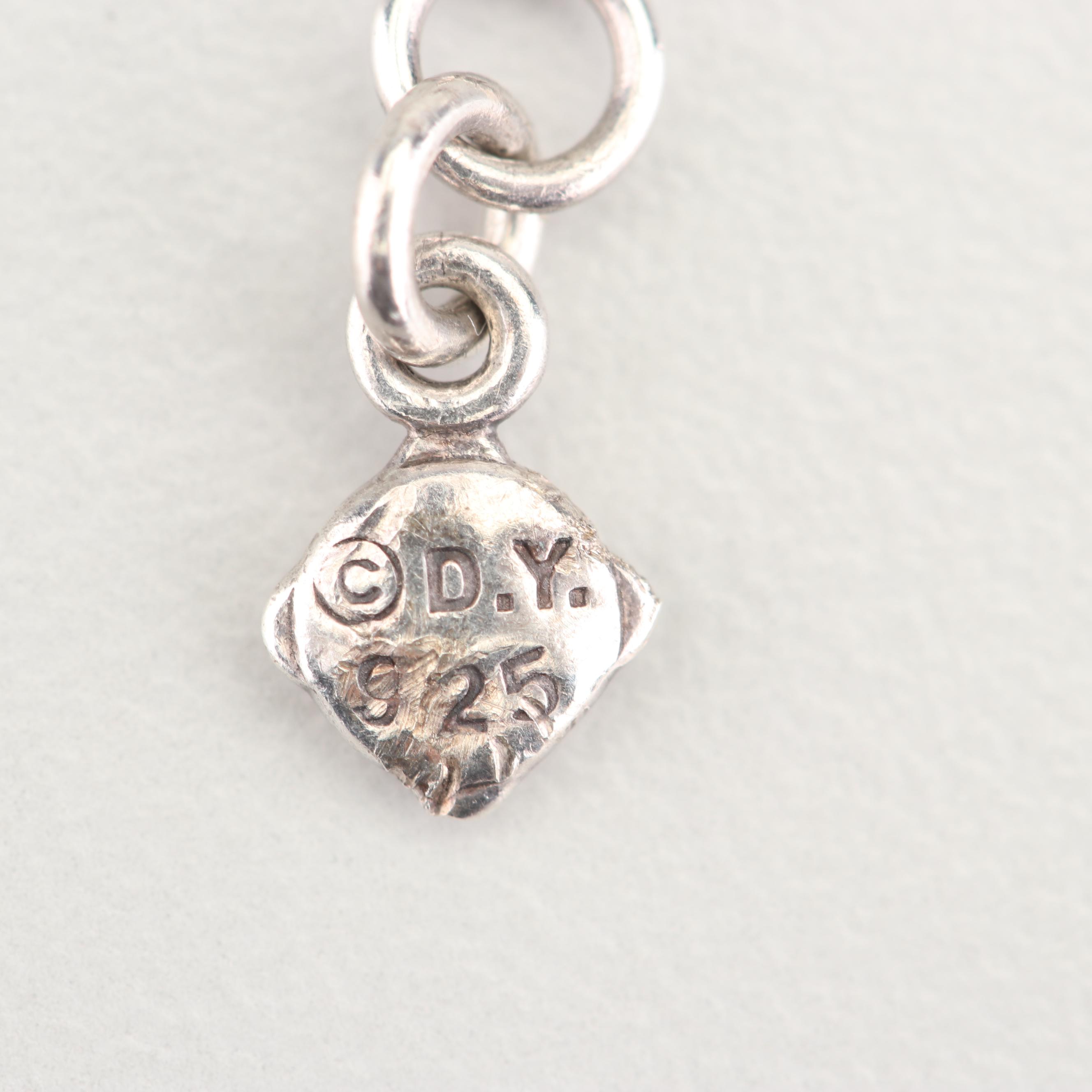 David Yurman Sterling Silver Blue Topaz and Diamond Pendant Necklace