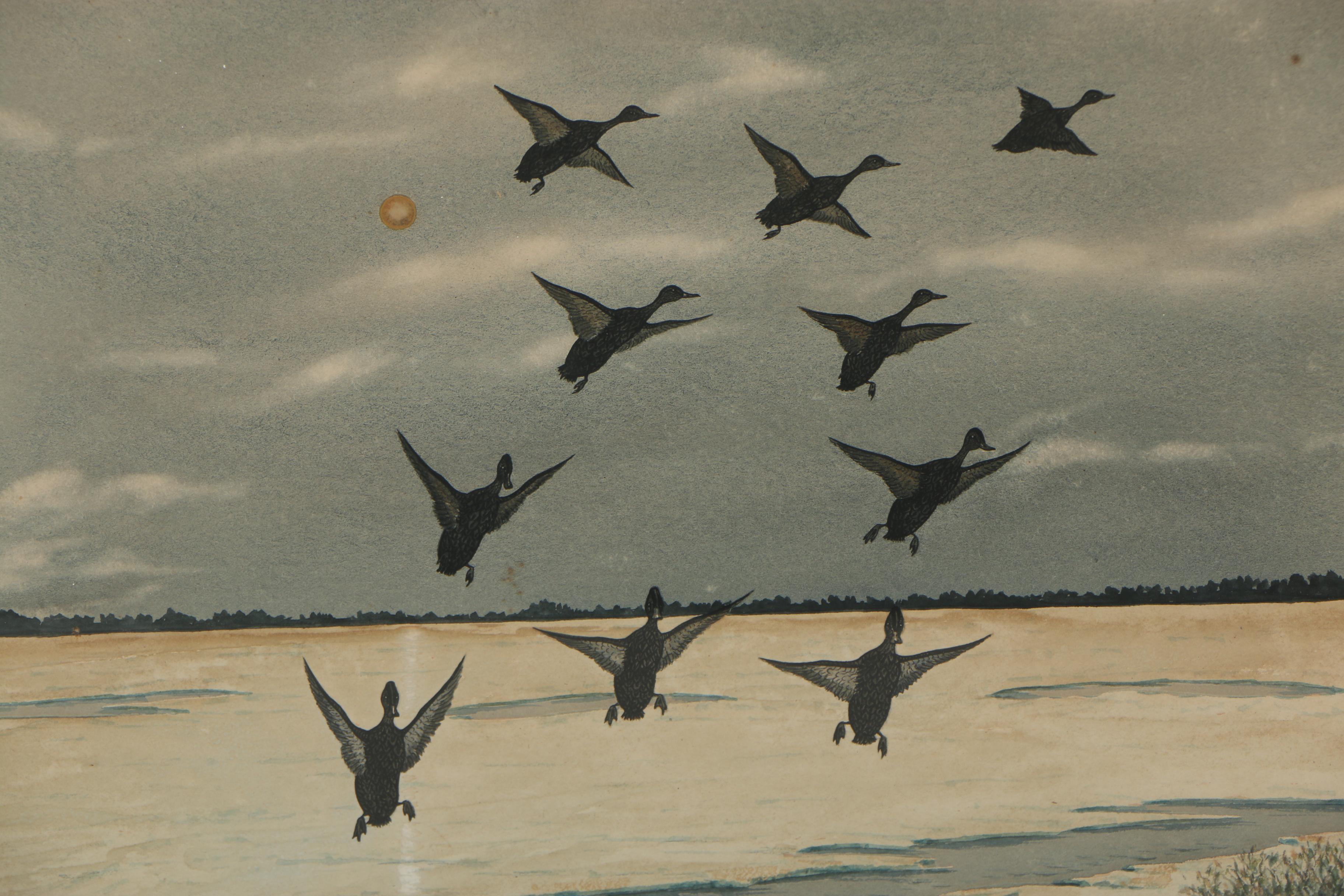 P. C. Wharton 1919 Gouache and Watercolor Painting