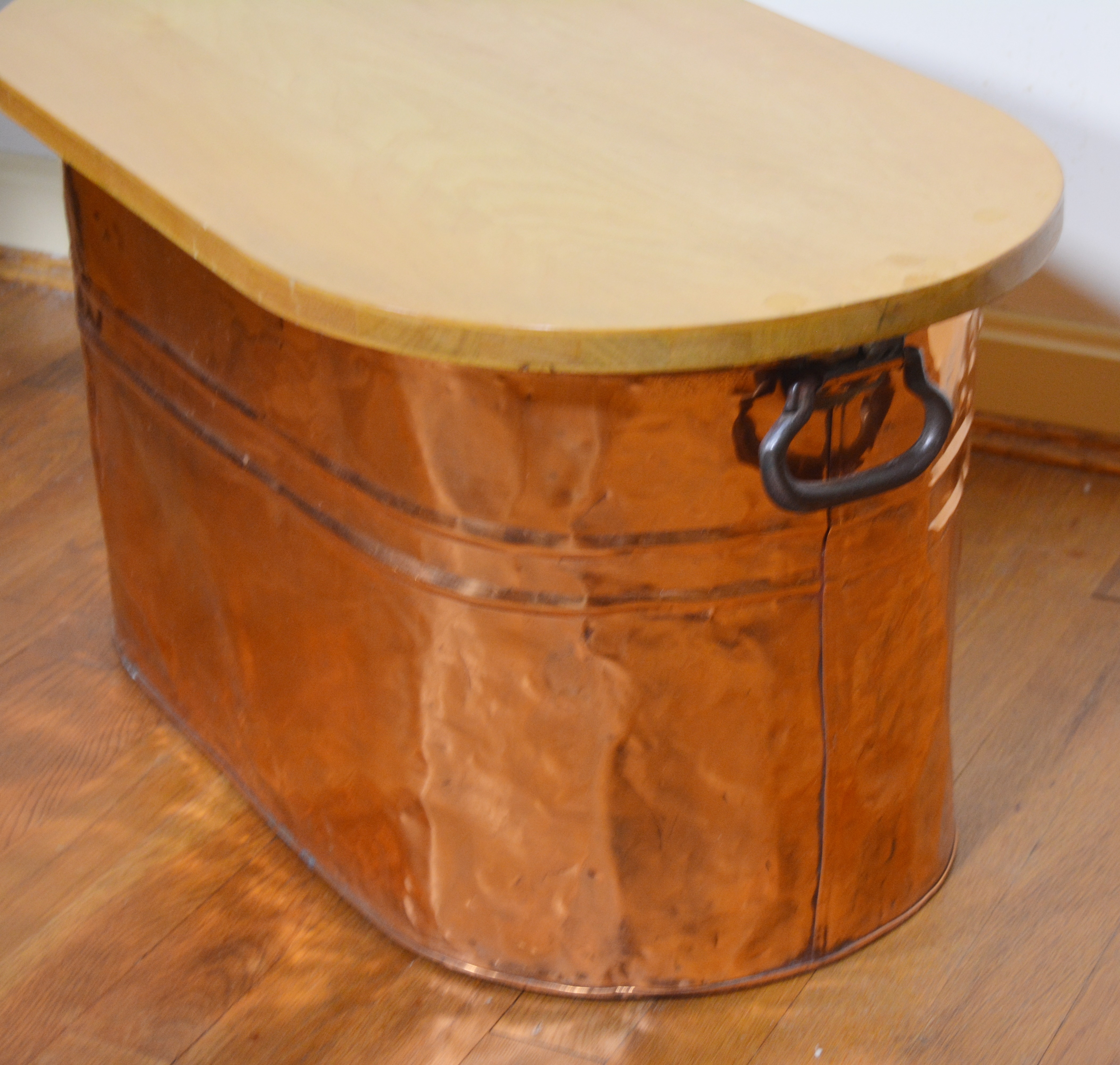 Rochester Copper Wash Tub with Modern Custom Wood Top