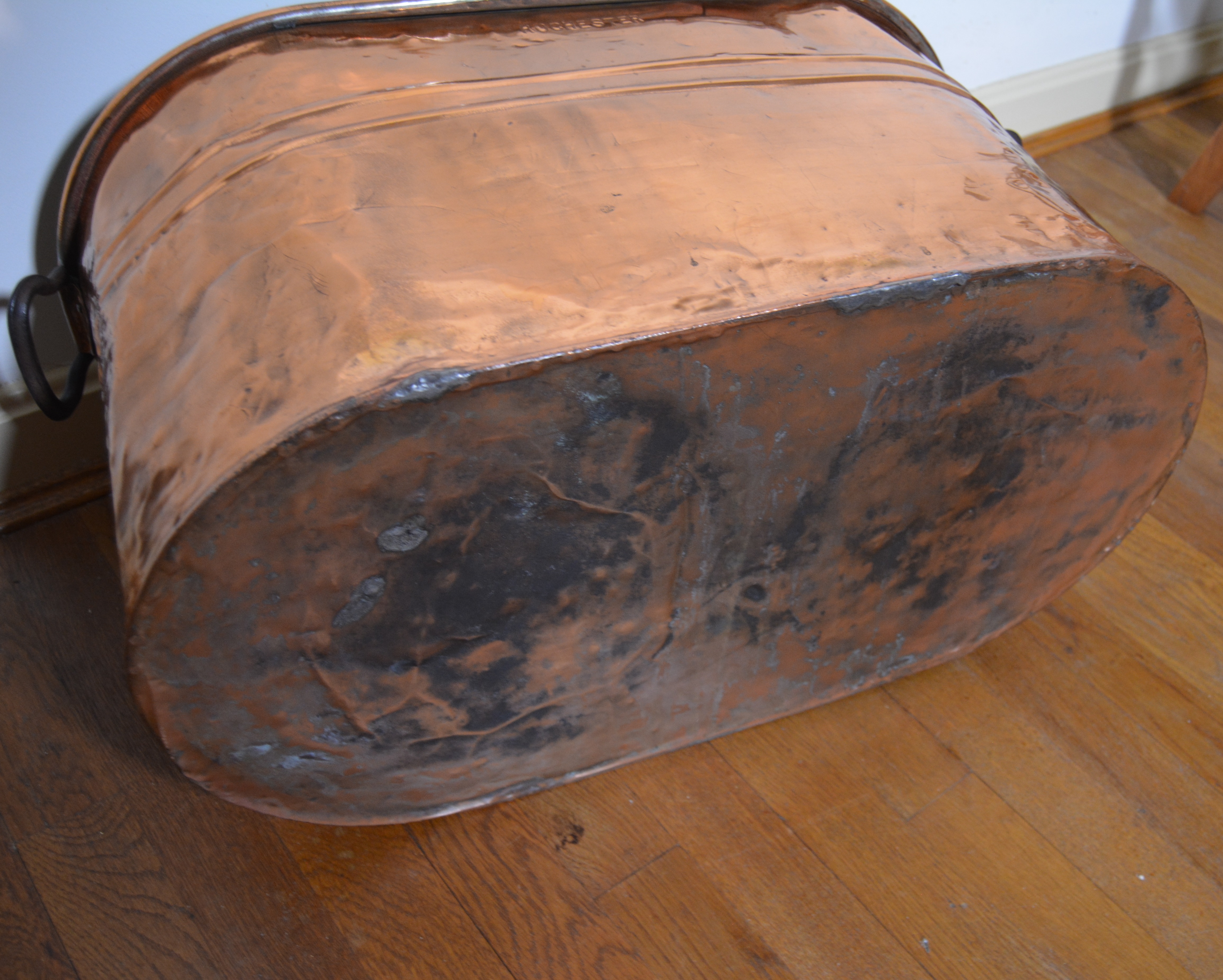 Rochester Copper Wash Tub with Modern Custom Wood Top