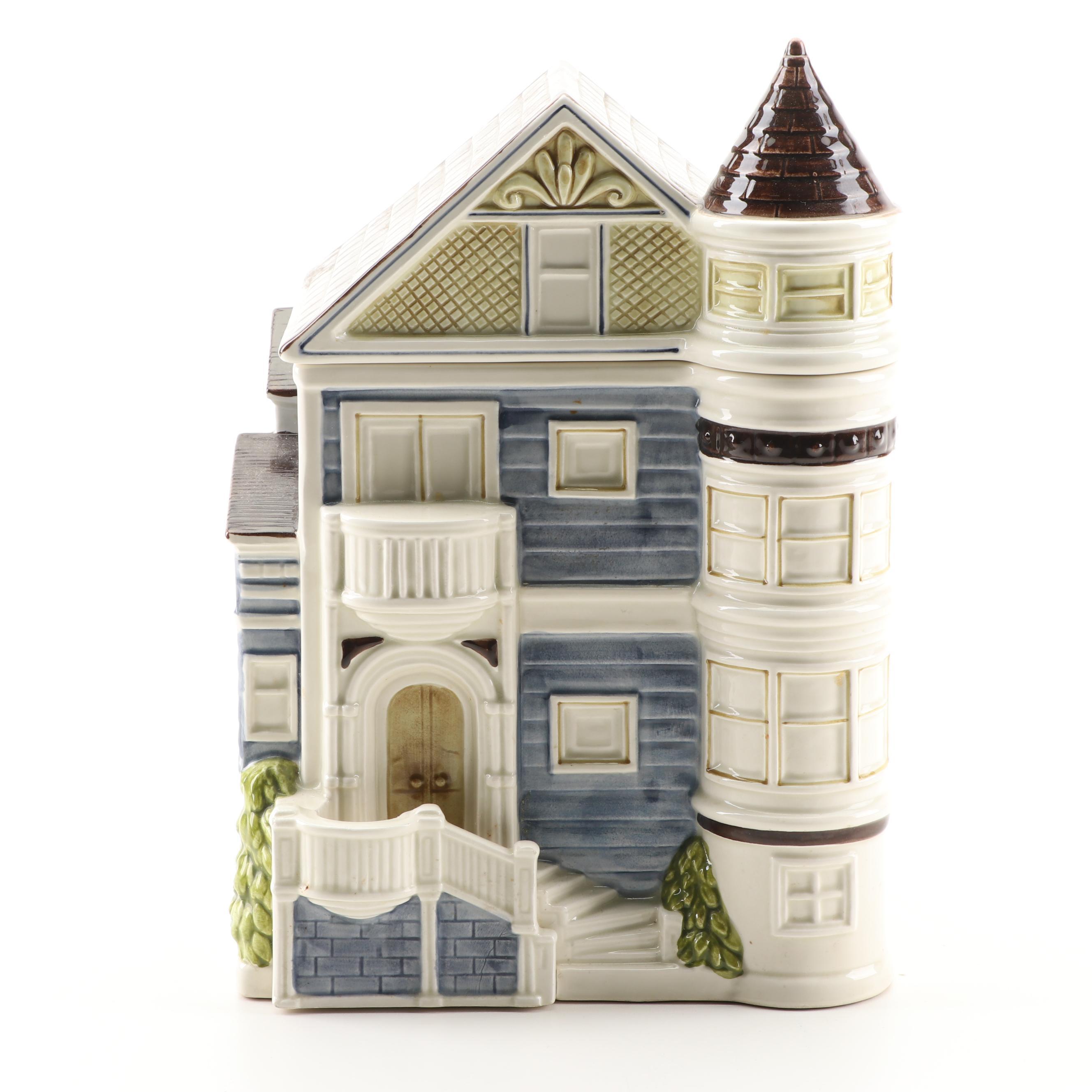 Otagiri "Victorian House" Ceramic Cookie Jar with Lid