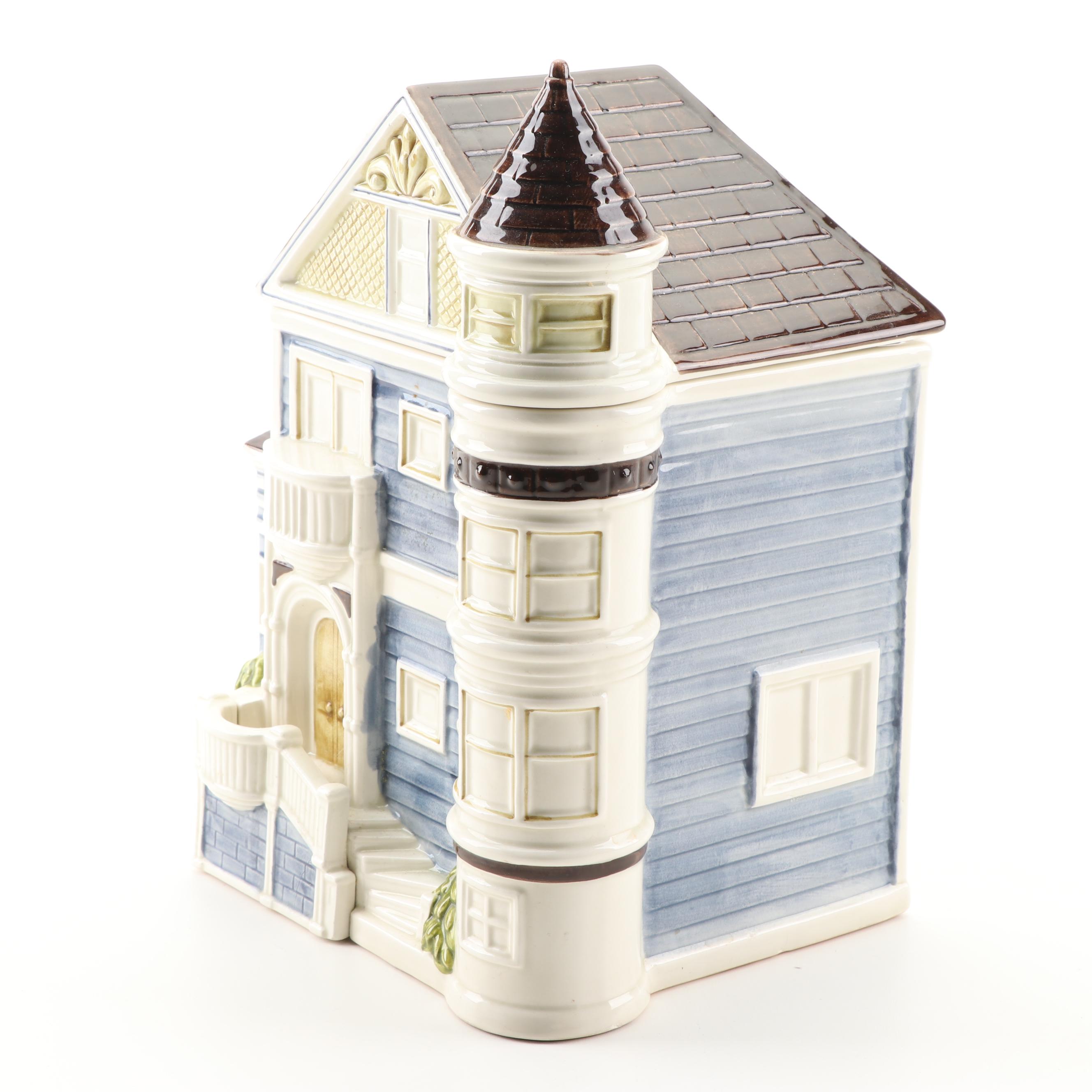 Otagiri "Victorian House" Ceramic Cookie Jar with Lid