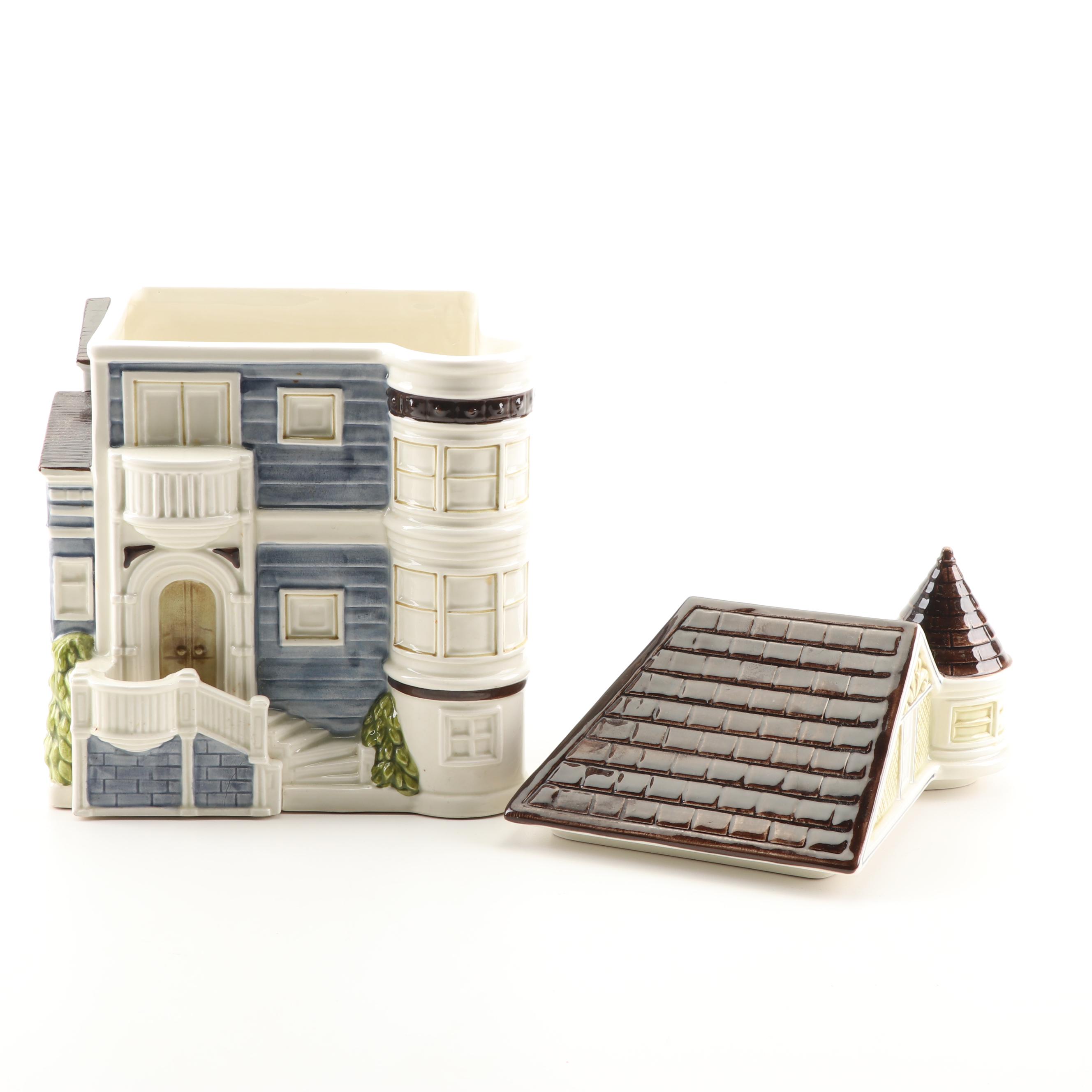 Otagiri "Victorian House" Ceramic Cookie Jar with Lid