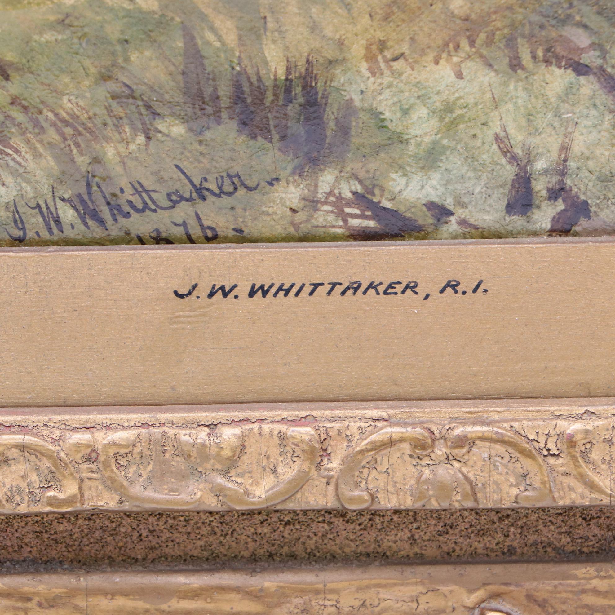 James William Whittaker 1876 Oil Painting "River Scene in North Wales"