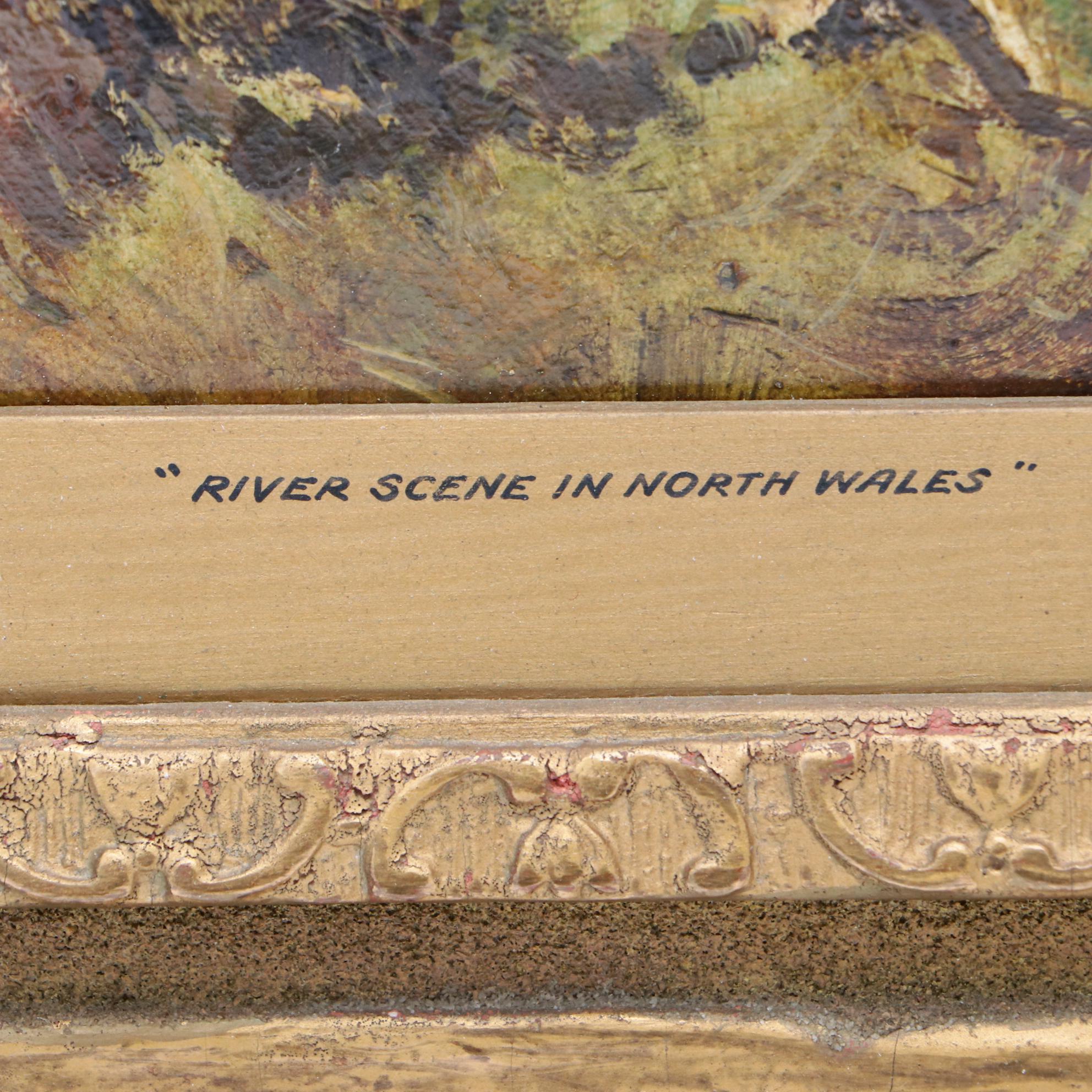 James William Whittaker 1876 Oil Painting "River Scene in North Wales"