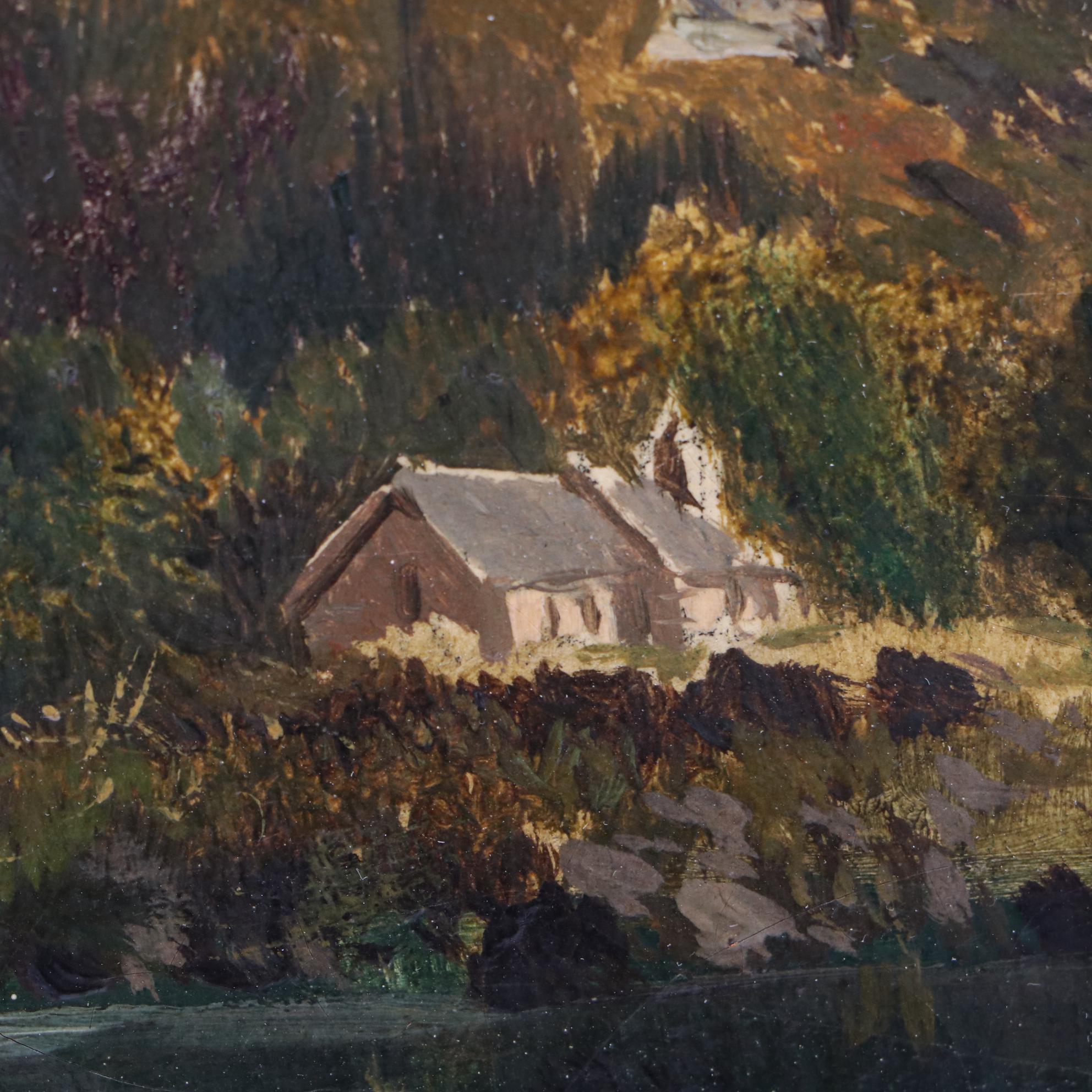 James William Whittaker 1876 Oil Painting "River Scene in North Wales"