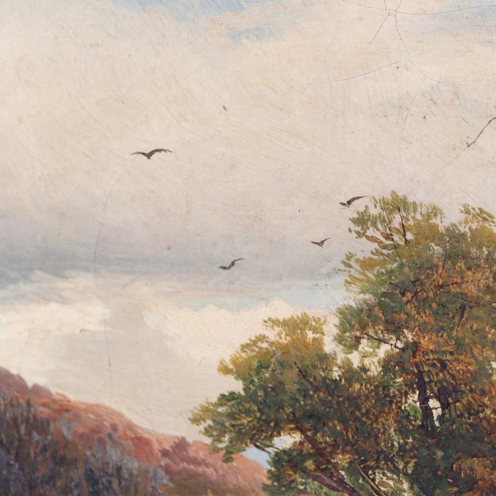 James William Whittaker 1876 Oil Painting "River Scene in North Wales"