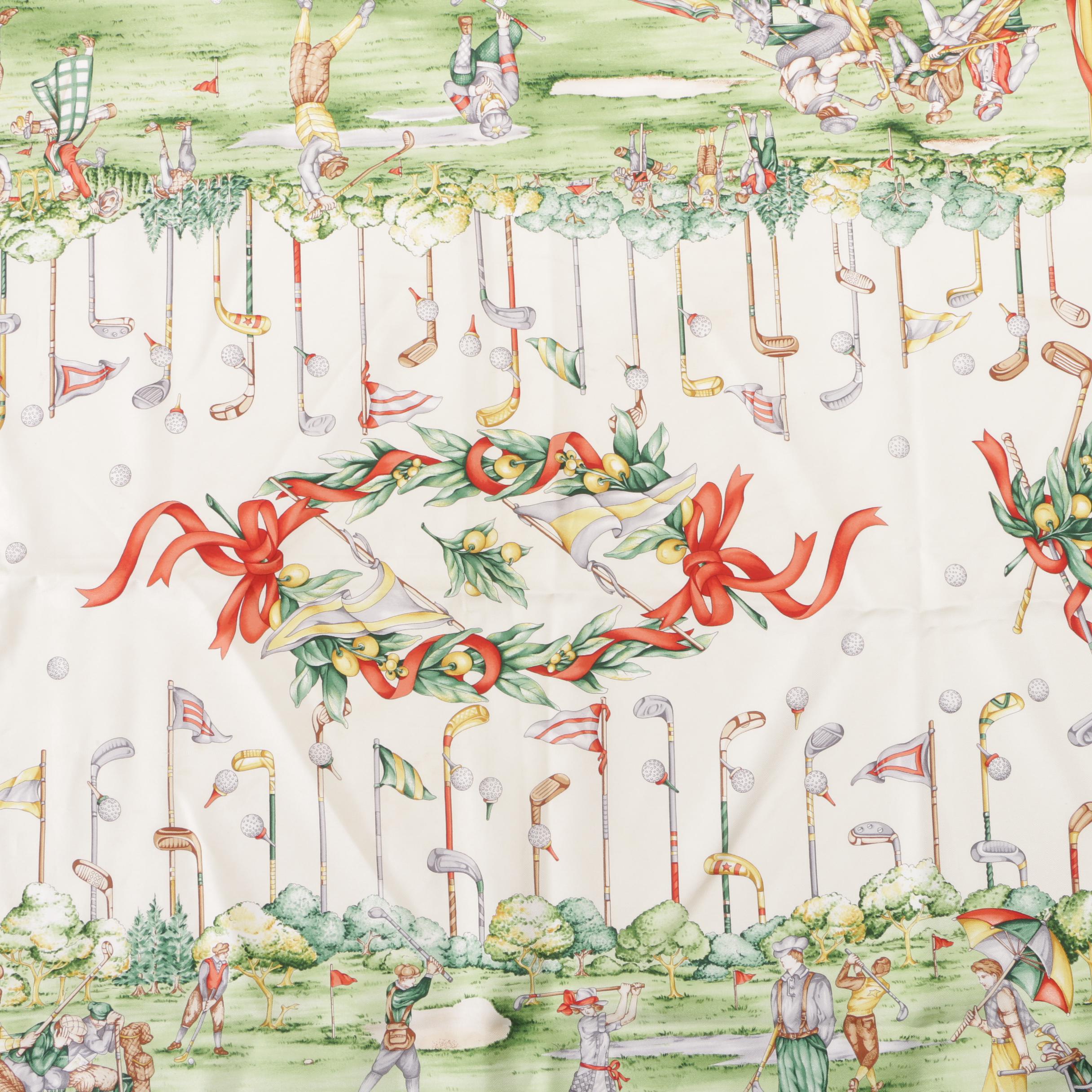 Salvatore Ferragamo Golf Print Silk Scarf