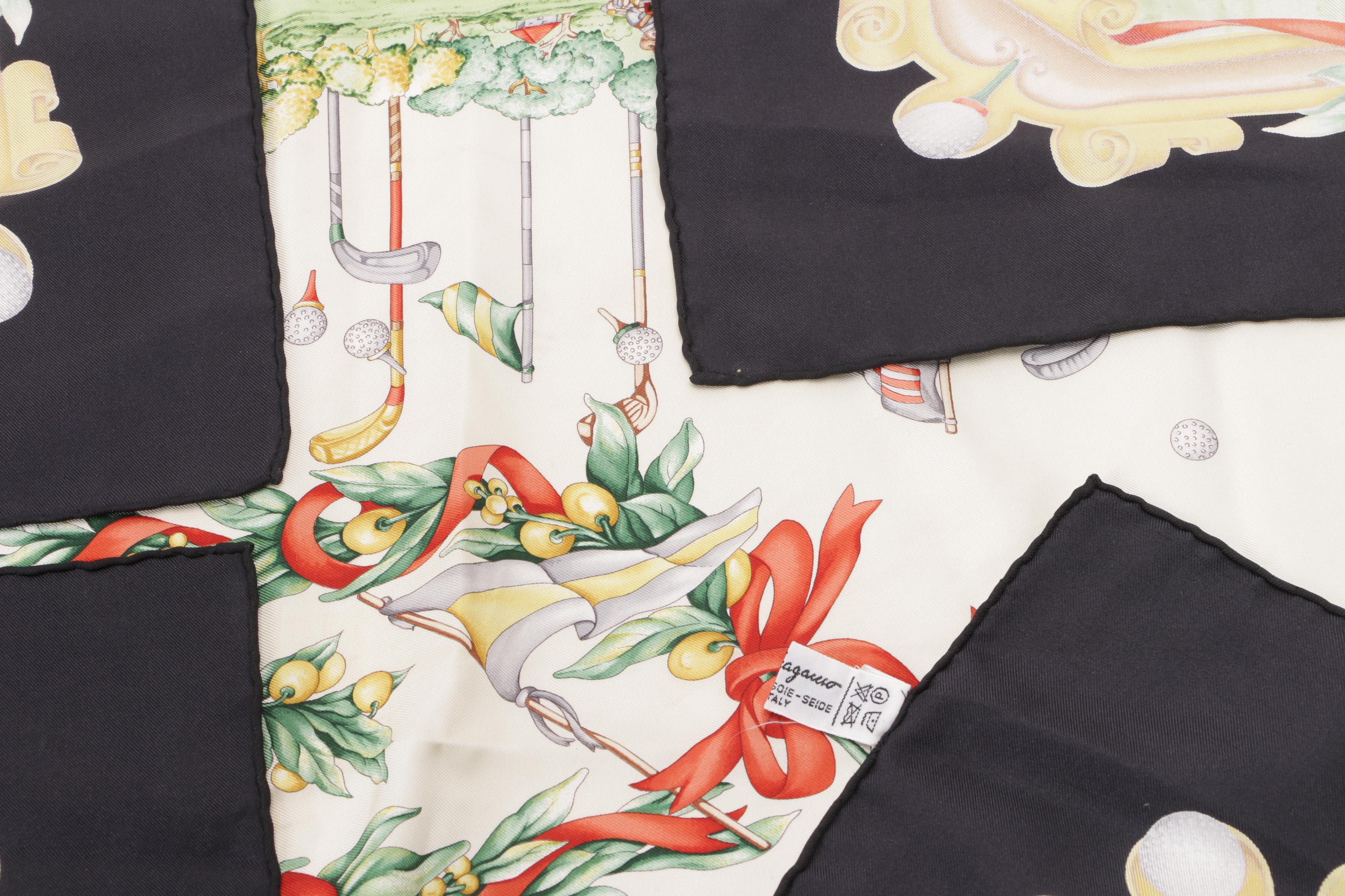 Salvatore Ferragamo Golf Print Silk Scarf