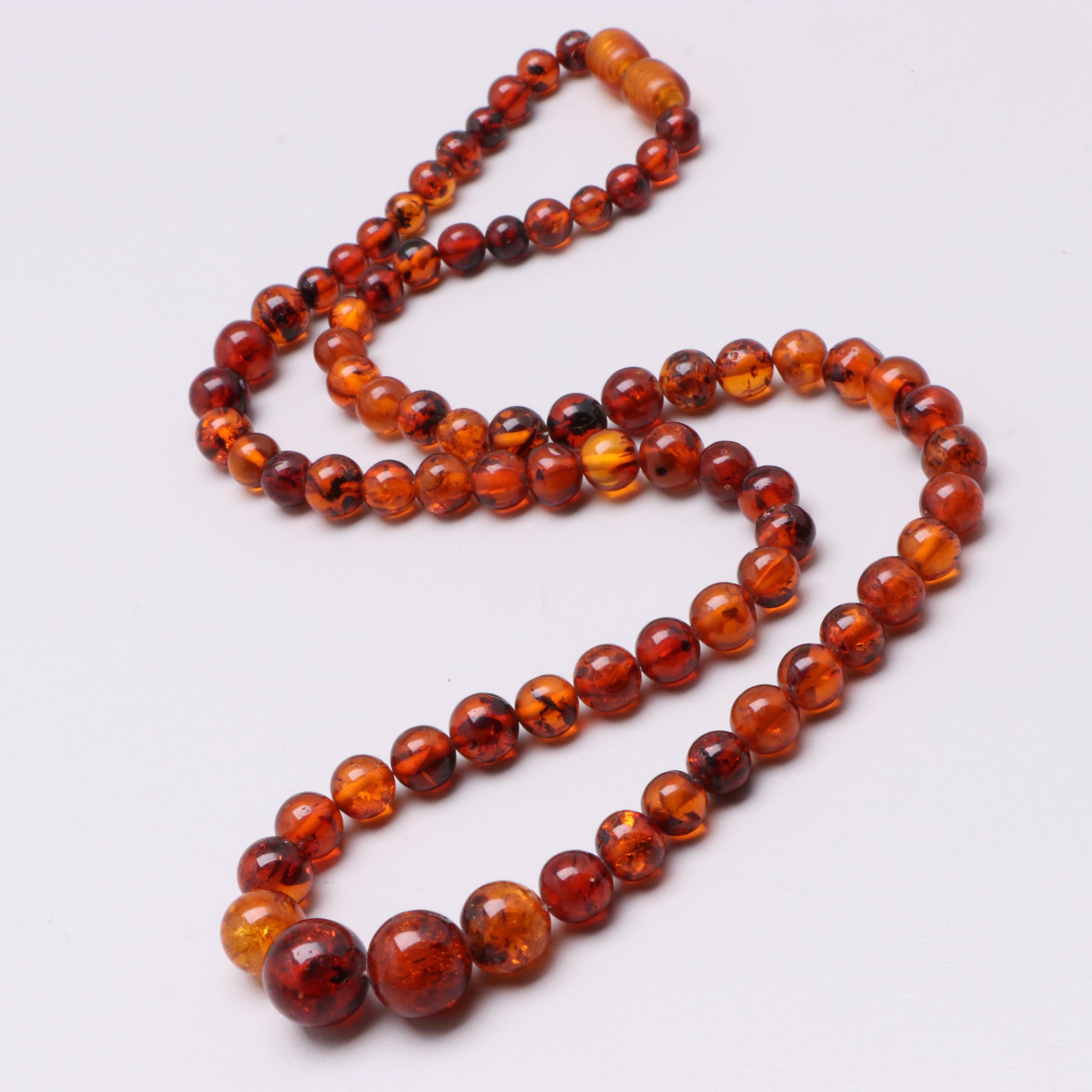 Vintage Amber and Copal Resin Beaded Necklaces