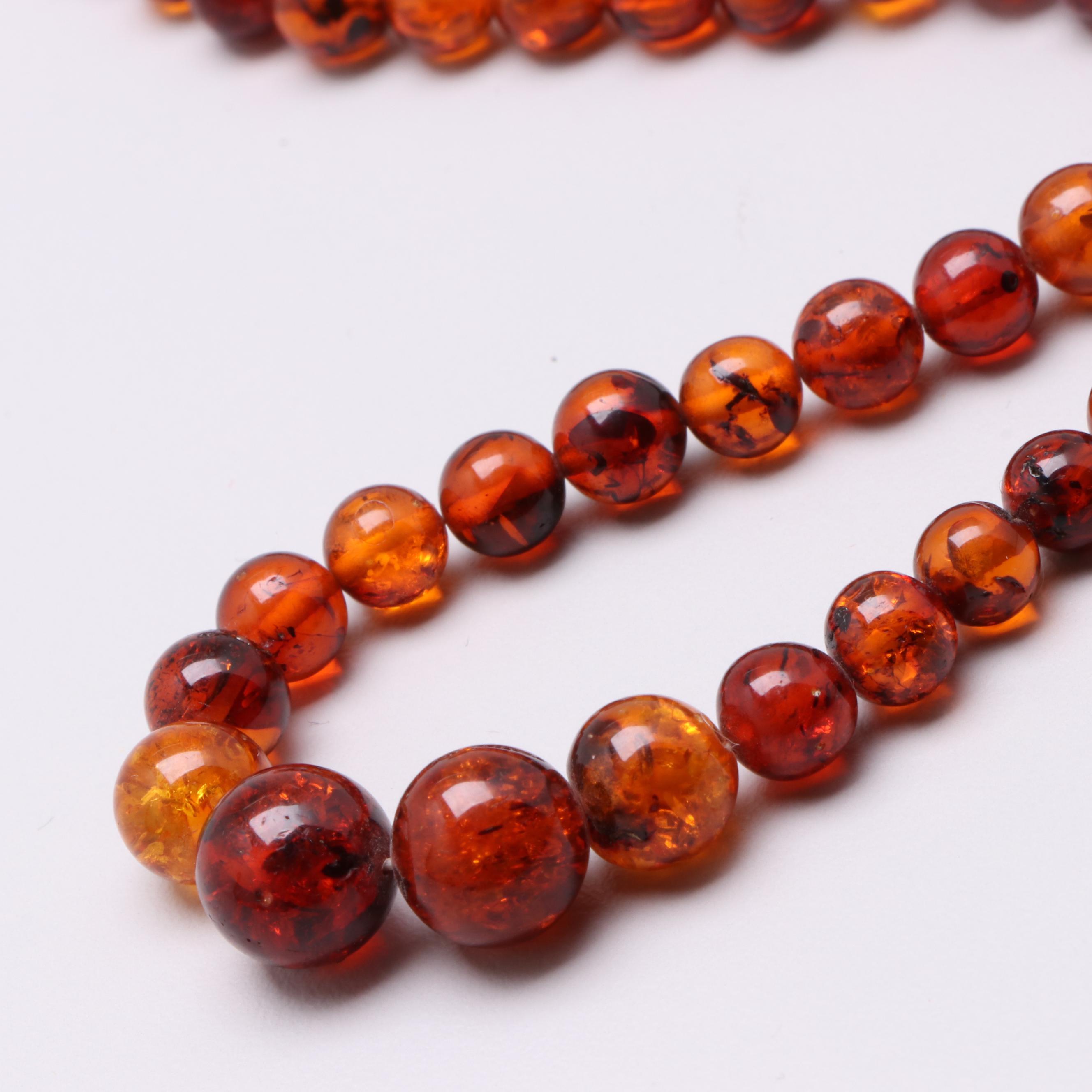 Vintage Amber and Copal Resin Beaded Necklaces